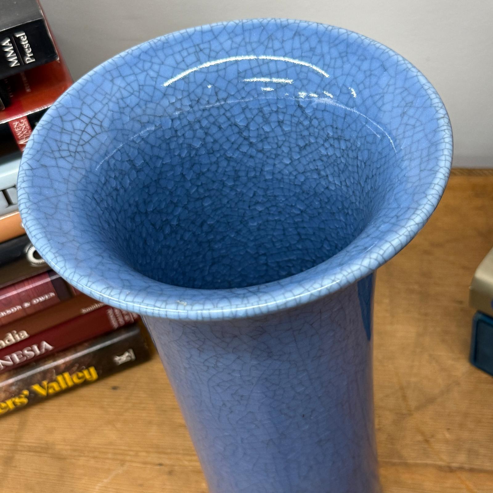 Blue Crackle Glazed Ceramic Vase with Tall Flared Form, SKU , image 5