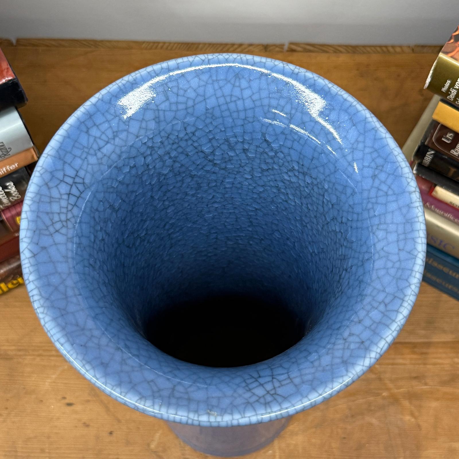 Blue Crackle Glazed Ceramic Vase with Tall Flared Form, SKU , image 6