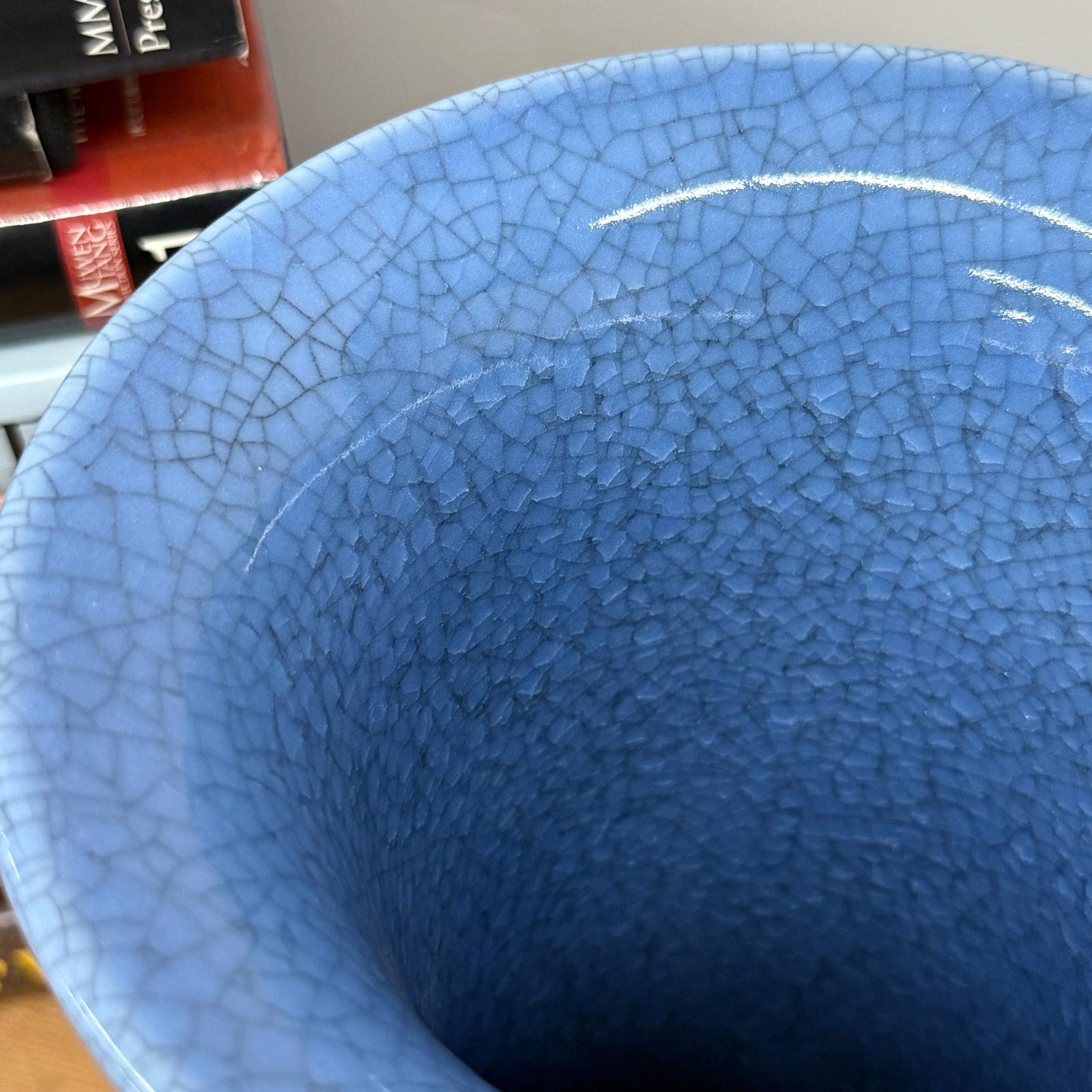 Blue Crackle Glazed Ceramic Vase with Tall Flared Form, SKU , image 7