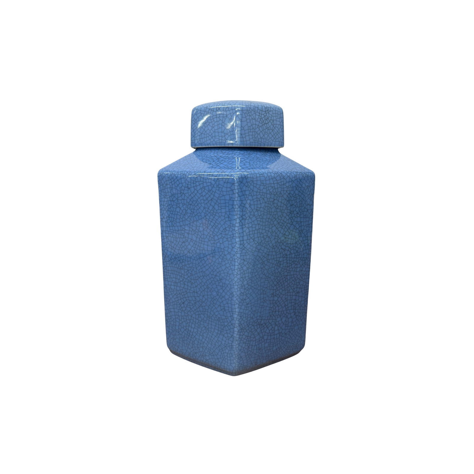 Blue Green Crackle Glaze Hexagonal Lidded Jar, SKU , image 1
