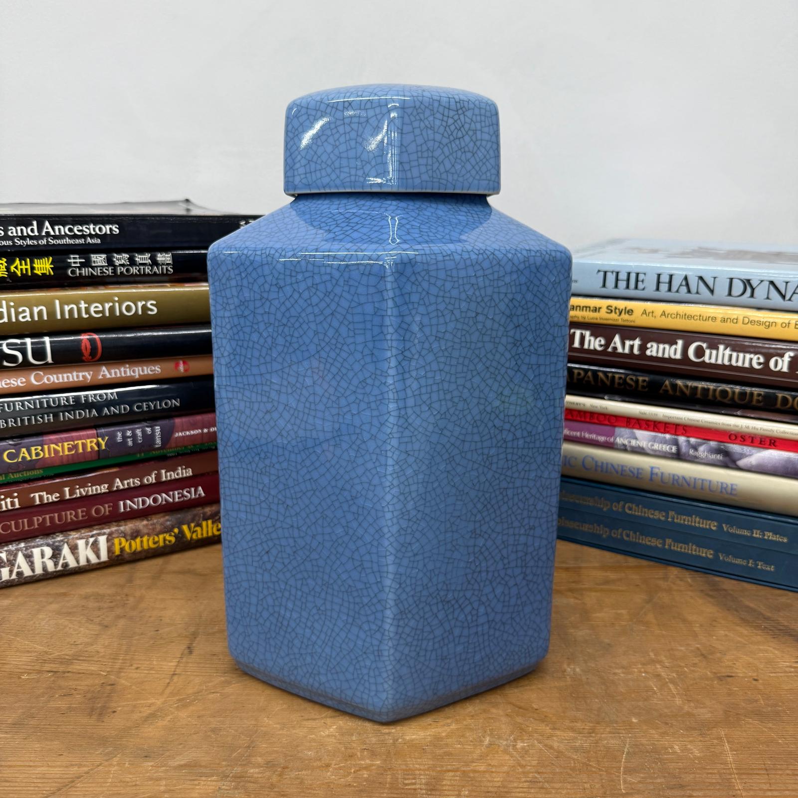 Blue Green Crackle Glaze Hexagonal Lidded Jar, SKU , image 3