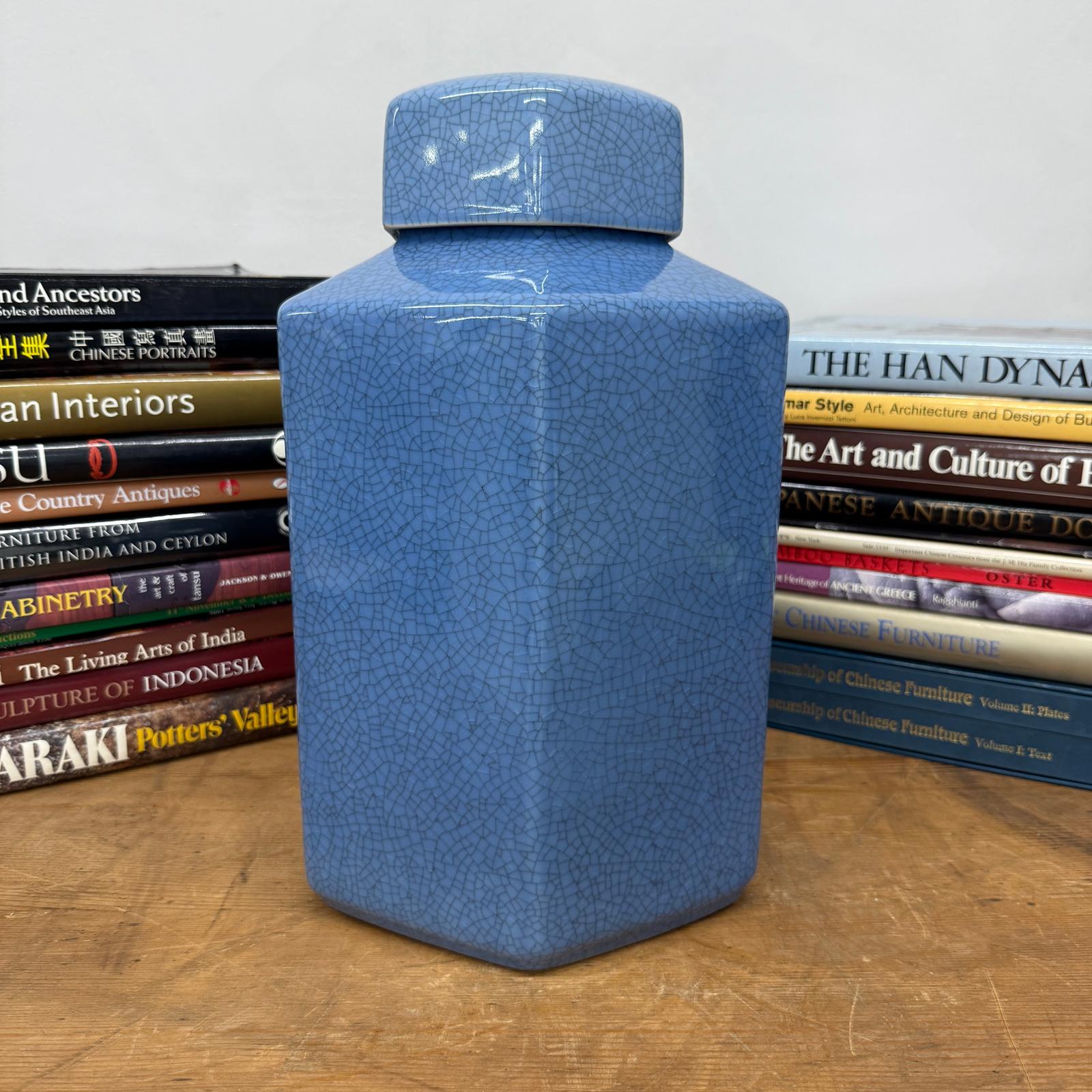 Blue Green Crackle Glaze Hexagonal Lidded Jar, SKU , image 5