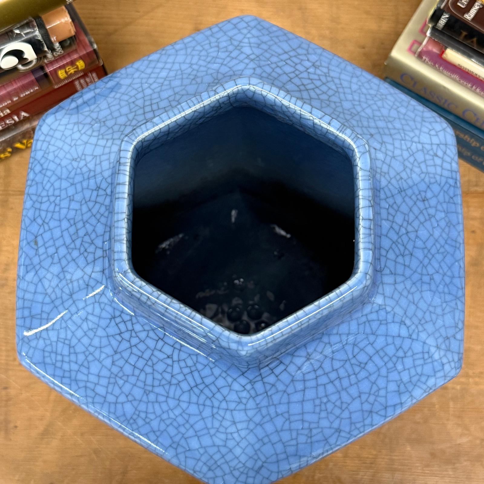 Blue Green Crackle Glaze Hexagonal Lidded Jar, SKU , image 7