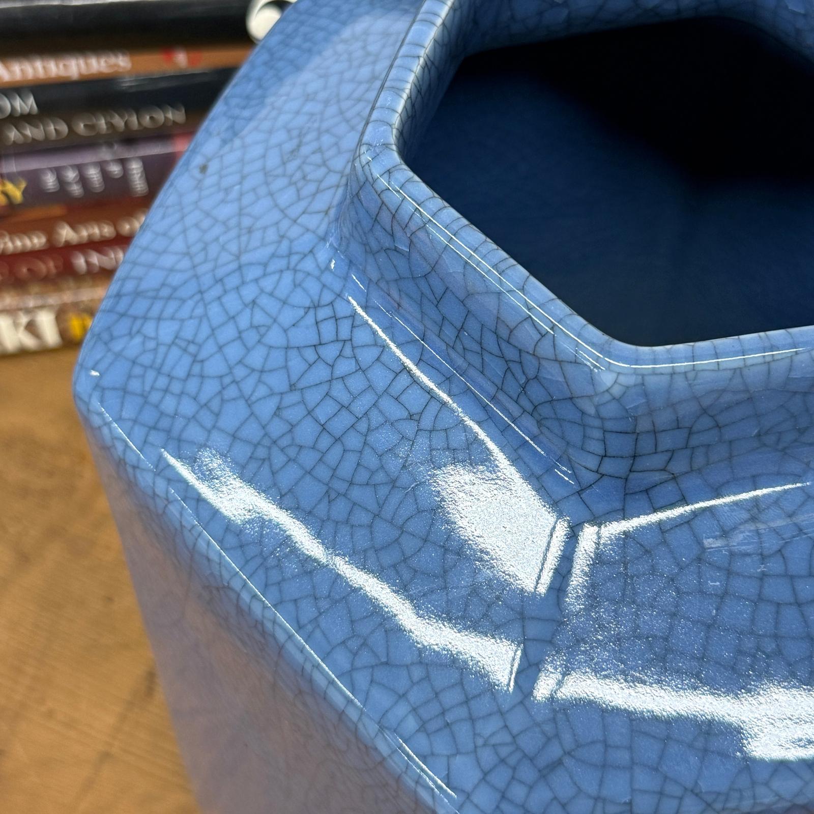 Blue Green Crackle Glaze Hexagonal Lidded Jar, SKU , image 8