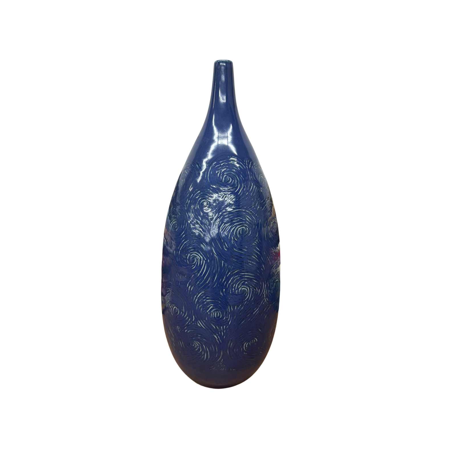 Blue Starry Night Ceramic Vase with Swirl Design, SKU , image 1