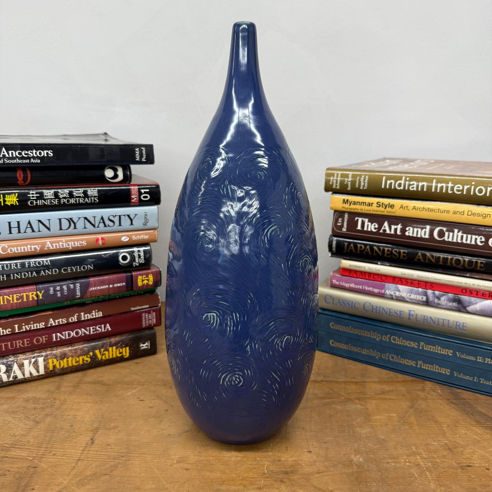 Blue Starry Night Ceramic Vase with Swirl Design, SKU , image 2