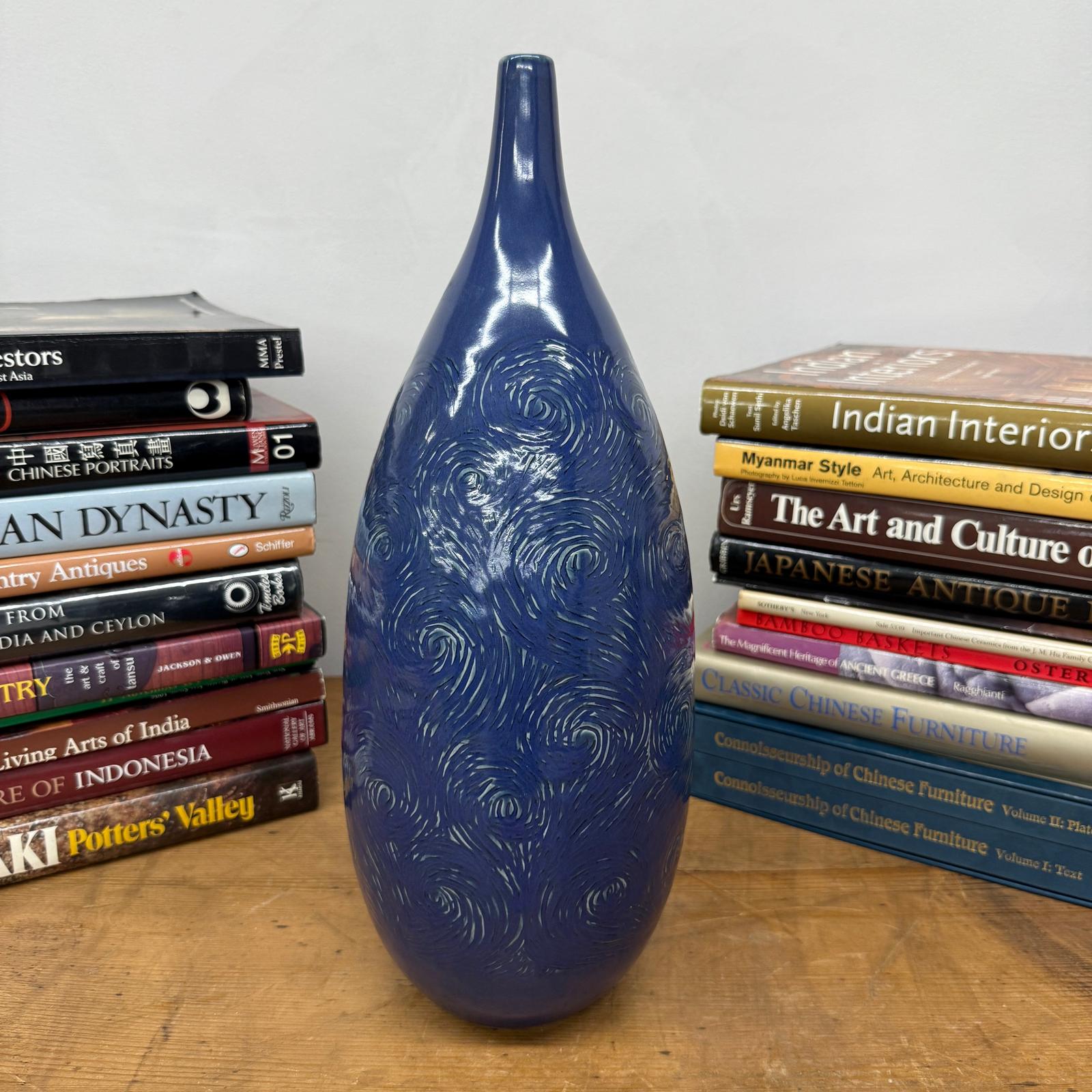 Blue Starry Night Ceramic Vase with Swirl Design, SKU , image 3