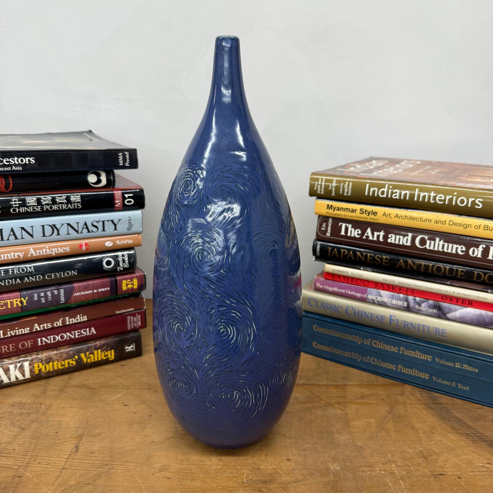 Blue Starry Night Ceramic Vase with Swirl Design, SKU , image 5