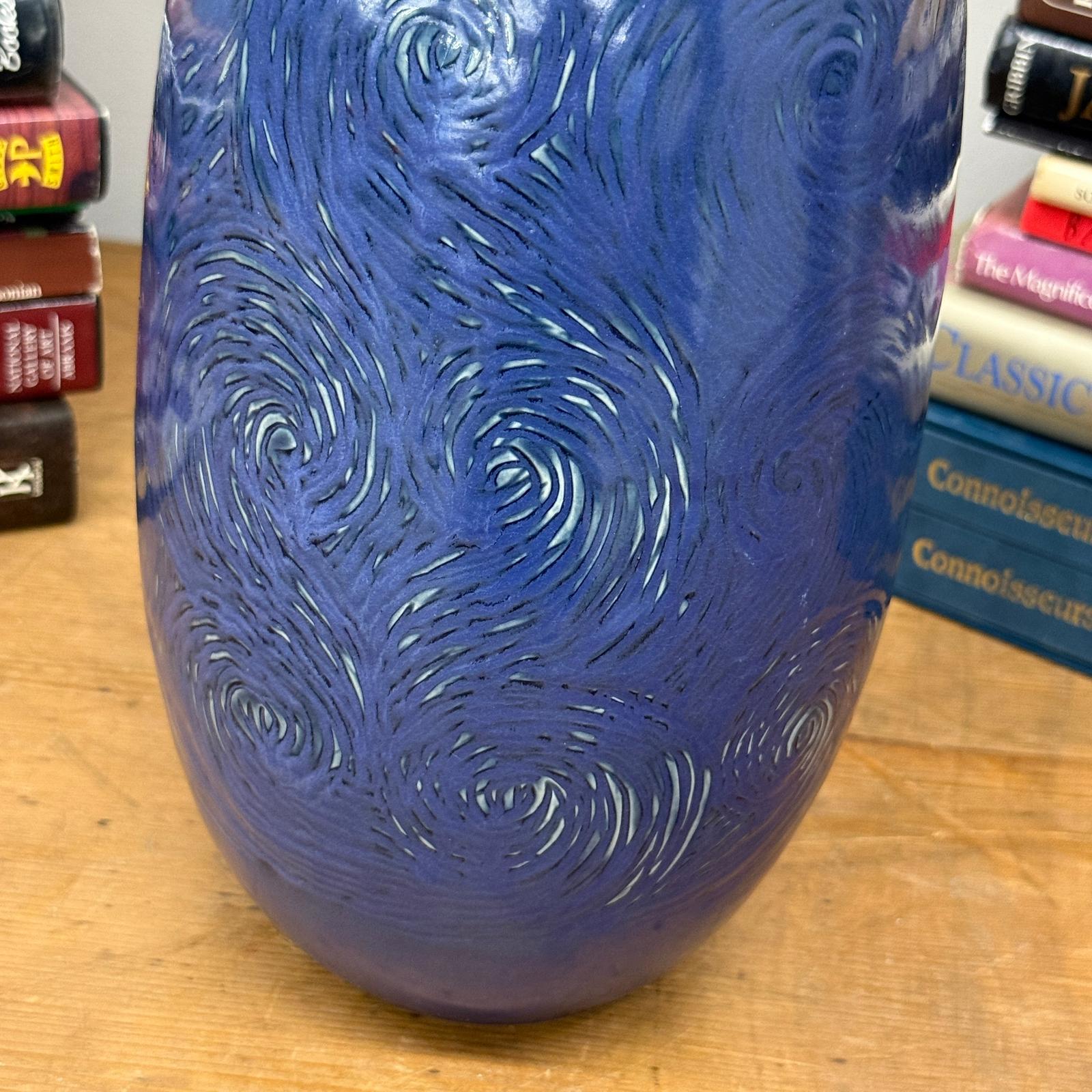Blue Starry Night Ceramic Vase with Swirl Design, SKU , image 6