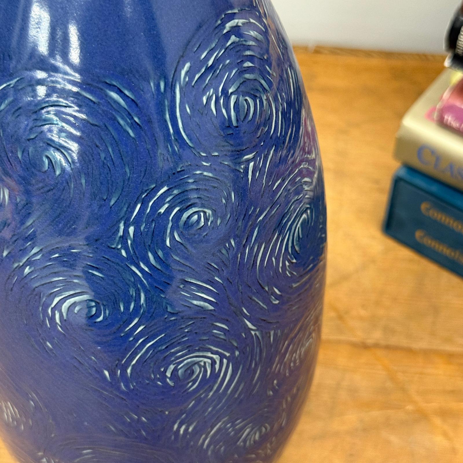 Blue Starry Night Ceramic Vase with Swirl Design, SKU , image 7