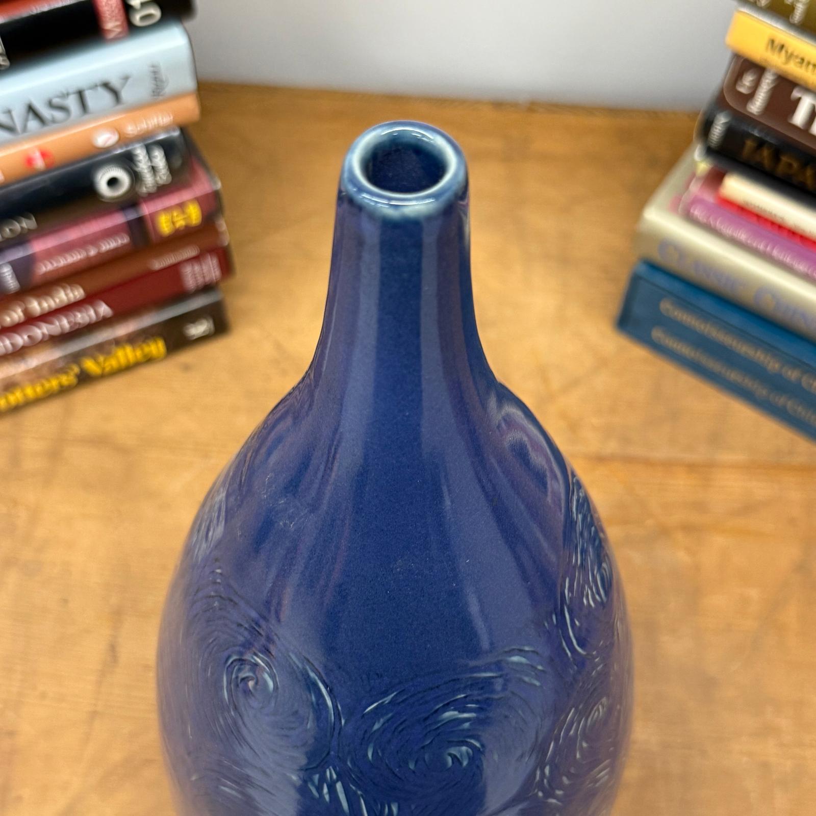 Blue Starry Night Ceramic Vase with Swirl Design, SKU , image 8