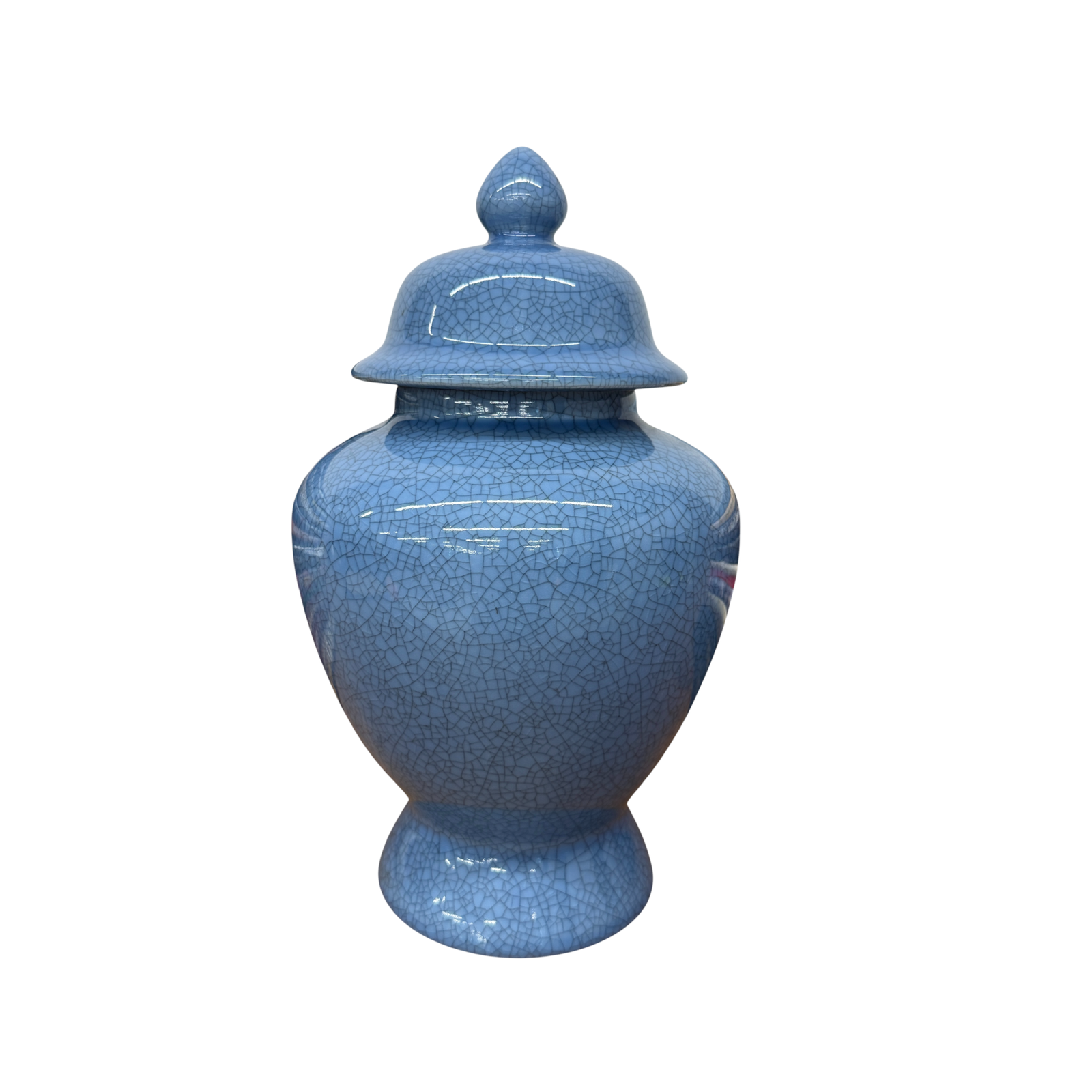 Bold Blue Crackle Ceramic Jar with Removal Lid, SKU , image 1