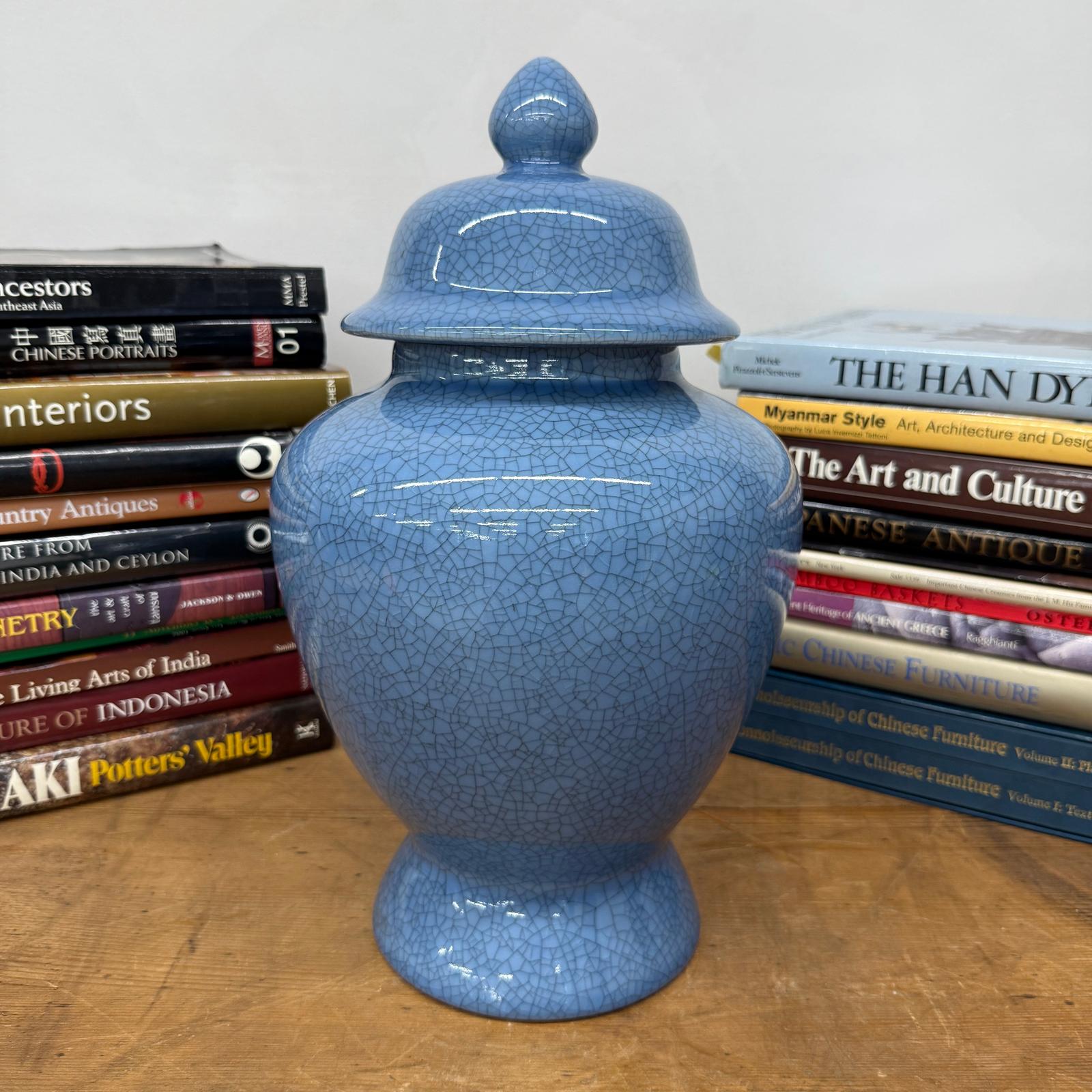 Bold Blue Crackle Ceramic Jar with Removal Lid, SKU , image 2