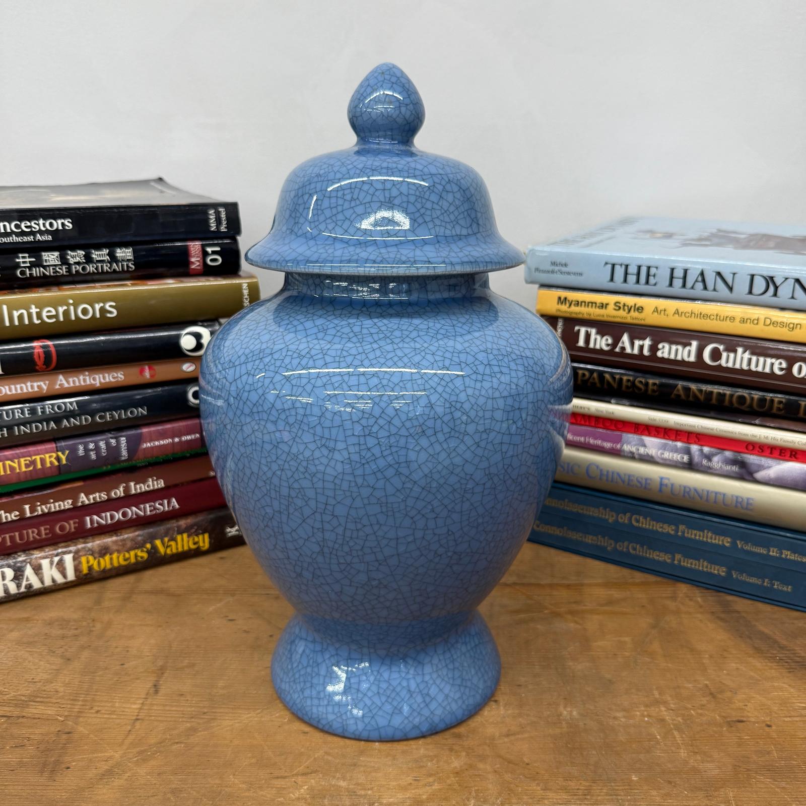 Bold Blue Crackle Ceramic Jar with Removal Lid, SKU , image 3