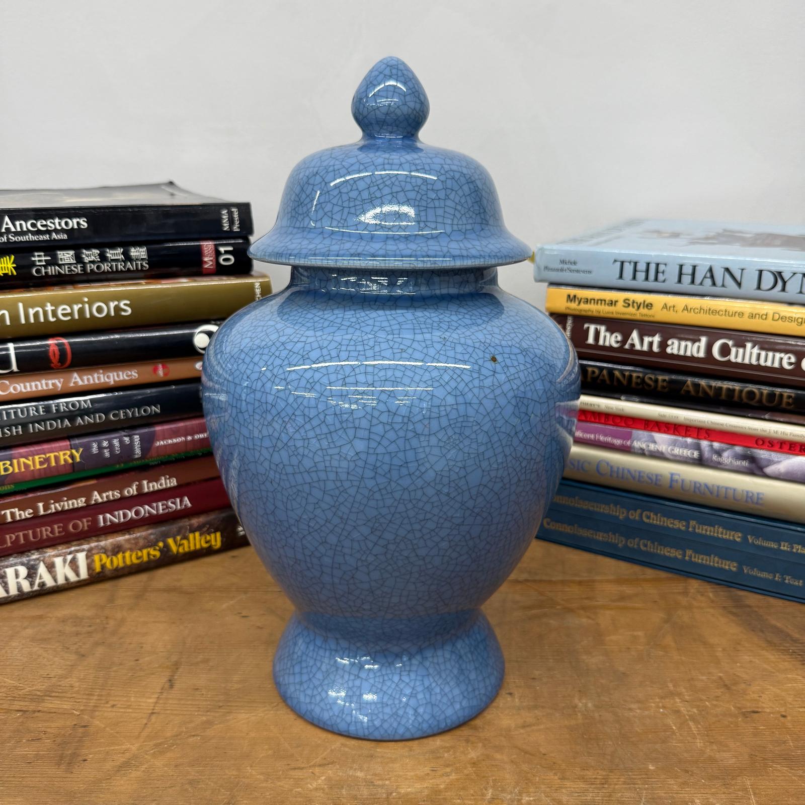 Bold Blue Crackle Ceramic Jar with Removal Lid, SKU , image 4
