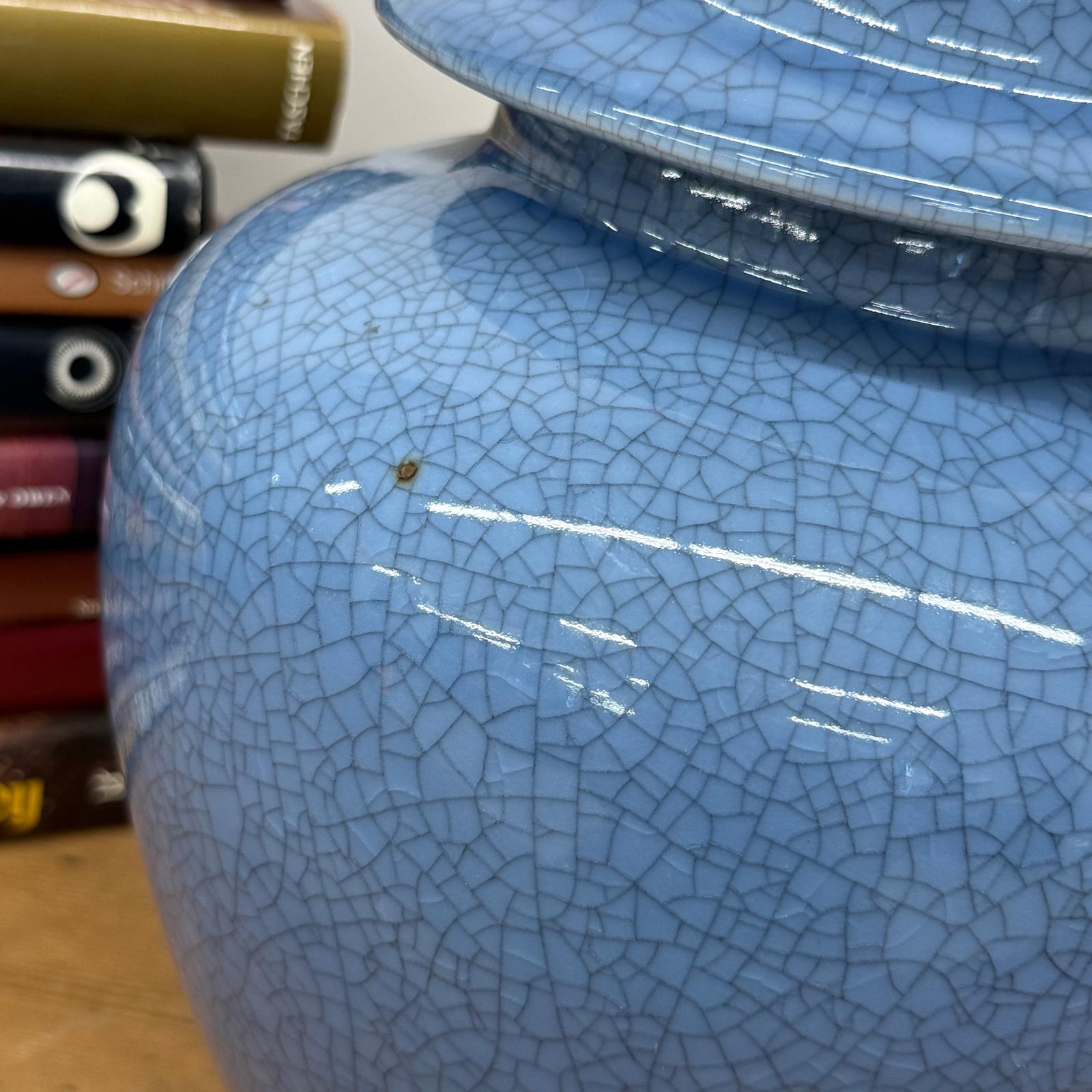 Bold Blue Crackle Ceramic Jar with Removal Lid, SKU , image 6