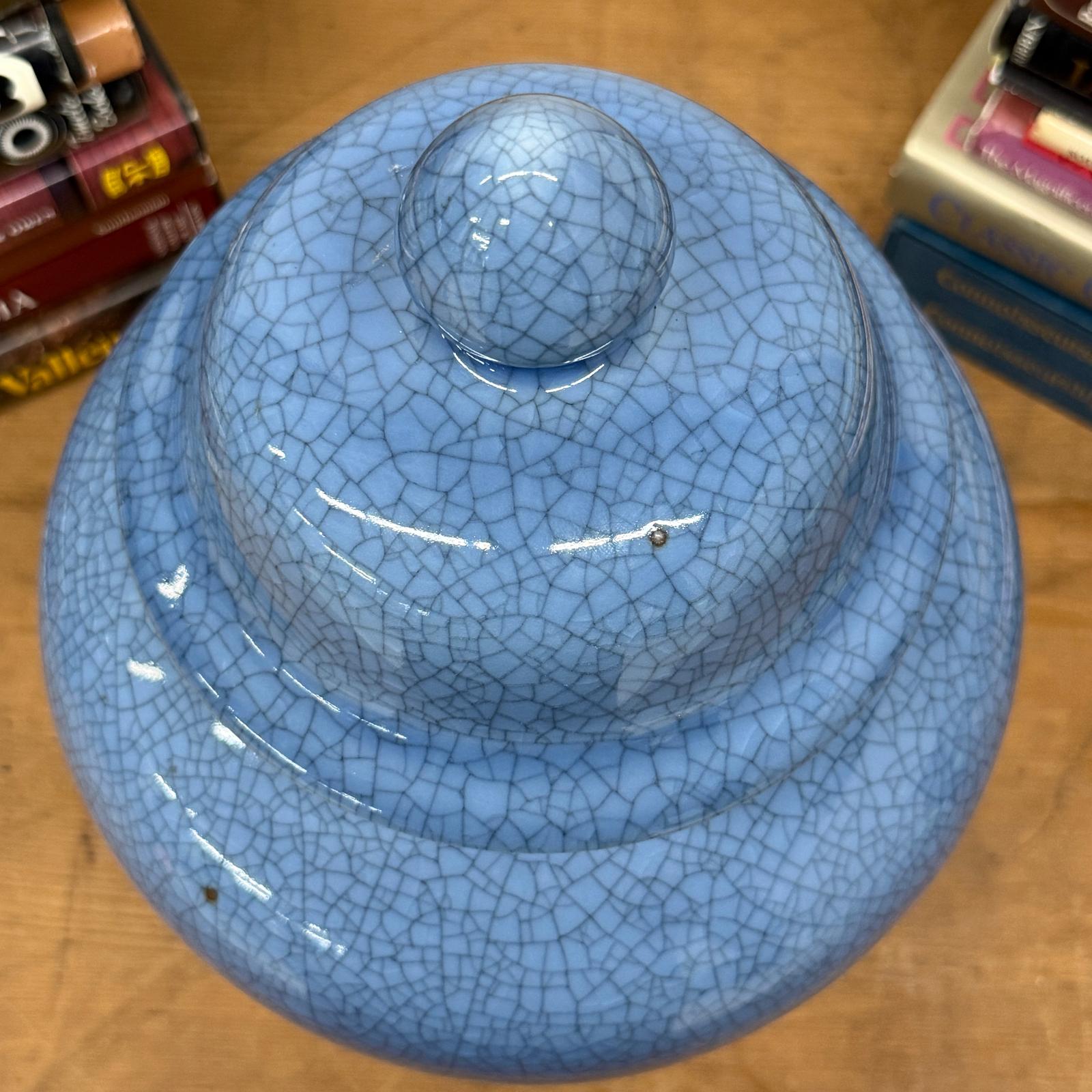 Bold Blue Crackle Ceramic Jar with Removal Lid, SKU , image 9