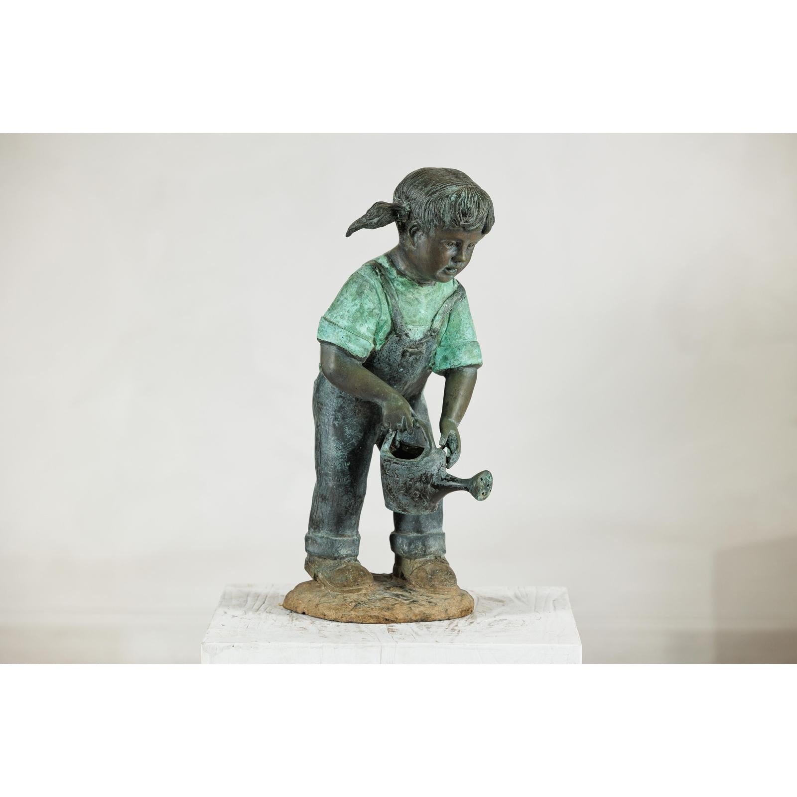Bronze Sculpture of a Young Girl with Watering Can, Tubed as Fountain-12. Asian &amp; Chinese Furniture, Art, Antiques, Vintage Home Décor for sale at FEA Home