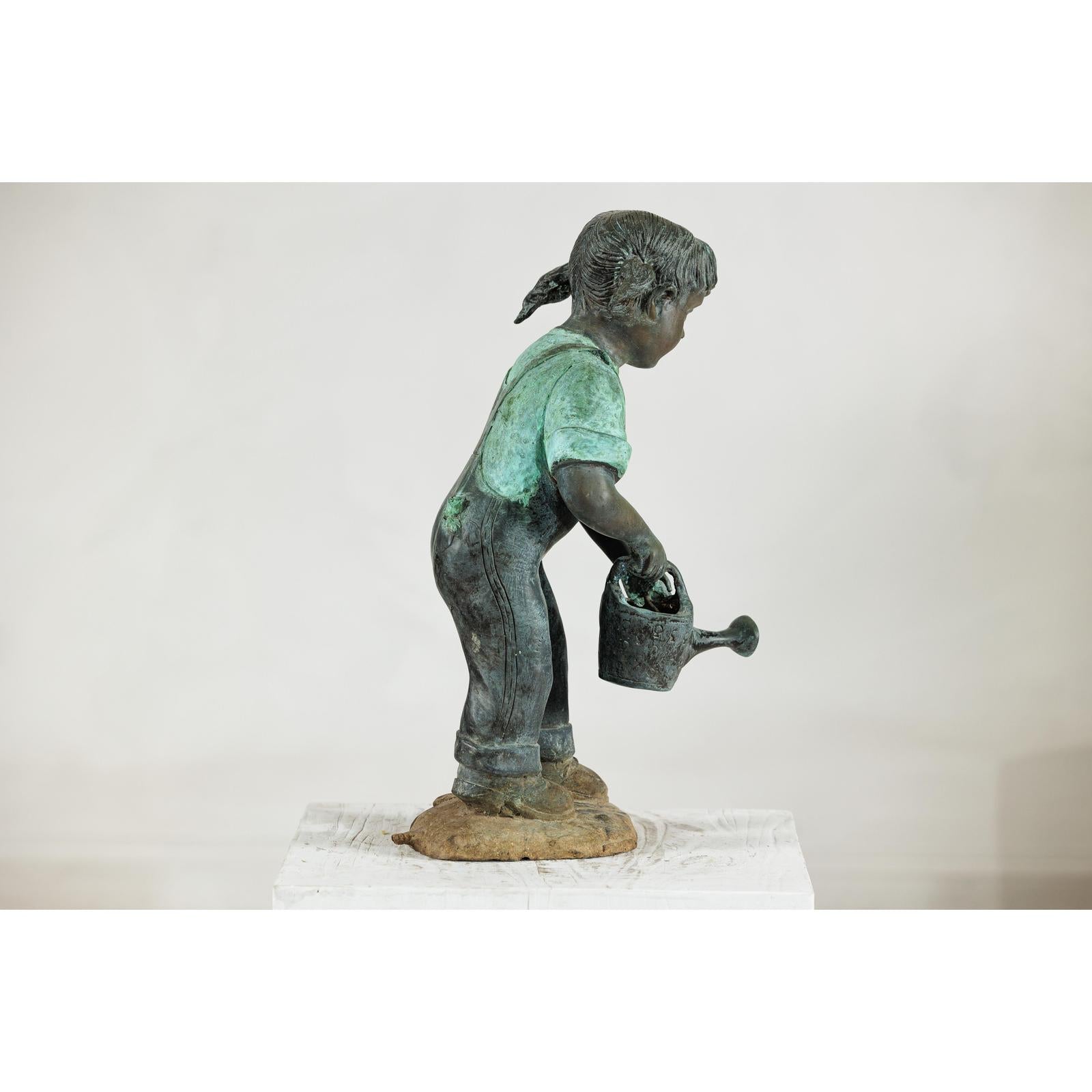 Bronze Sculpture of a Young Girl with Watering Can, Tubed as Fountain-14. Asian &amp; Chinese Furniture, Art, Antiques, Vintage Home Décor for sale at FEA Home
