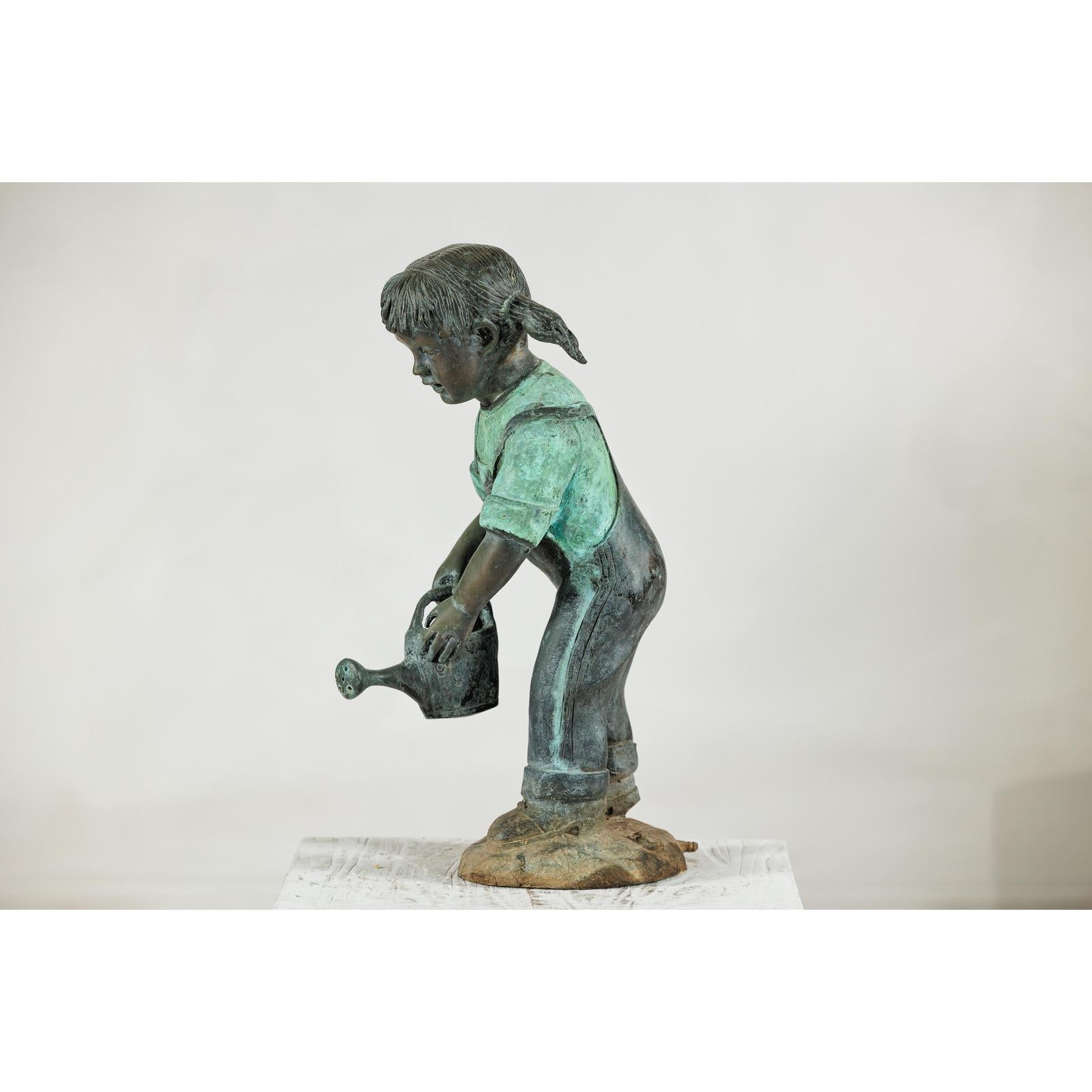 Bronze Sculpture of a Young Girl with Watering Can, Tubed as Fountain-16. Asian &amp; Chinese Furniture, Art, Antiques, Vintage Home Décor for sale at FEA Home