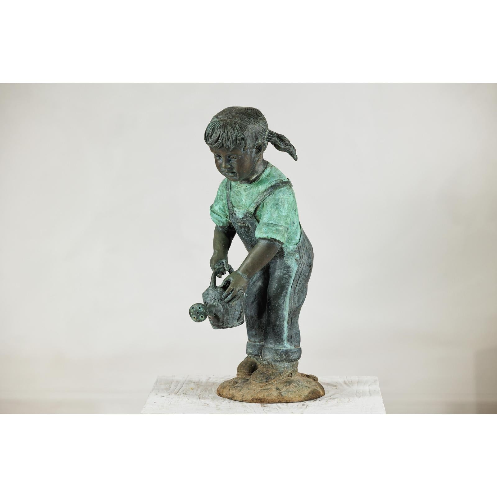 Bronze Sculpture of a Young Girl with Watering Can, Tubed as Fountain-17. Asian &amp; Chinese Furniture, Art, Antiques, Vintage Home Décor for sale at FEA Home