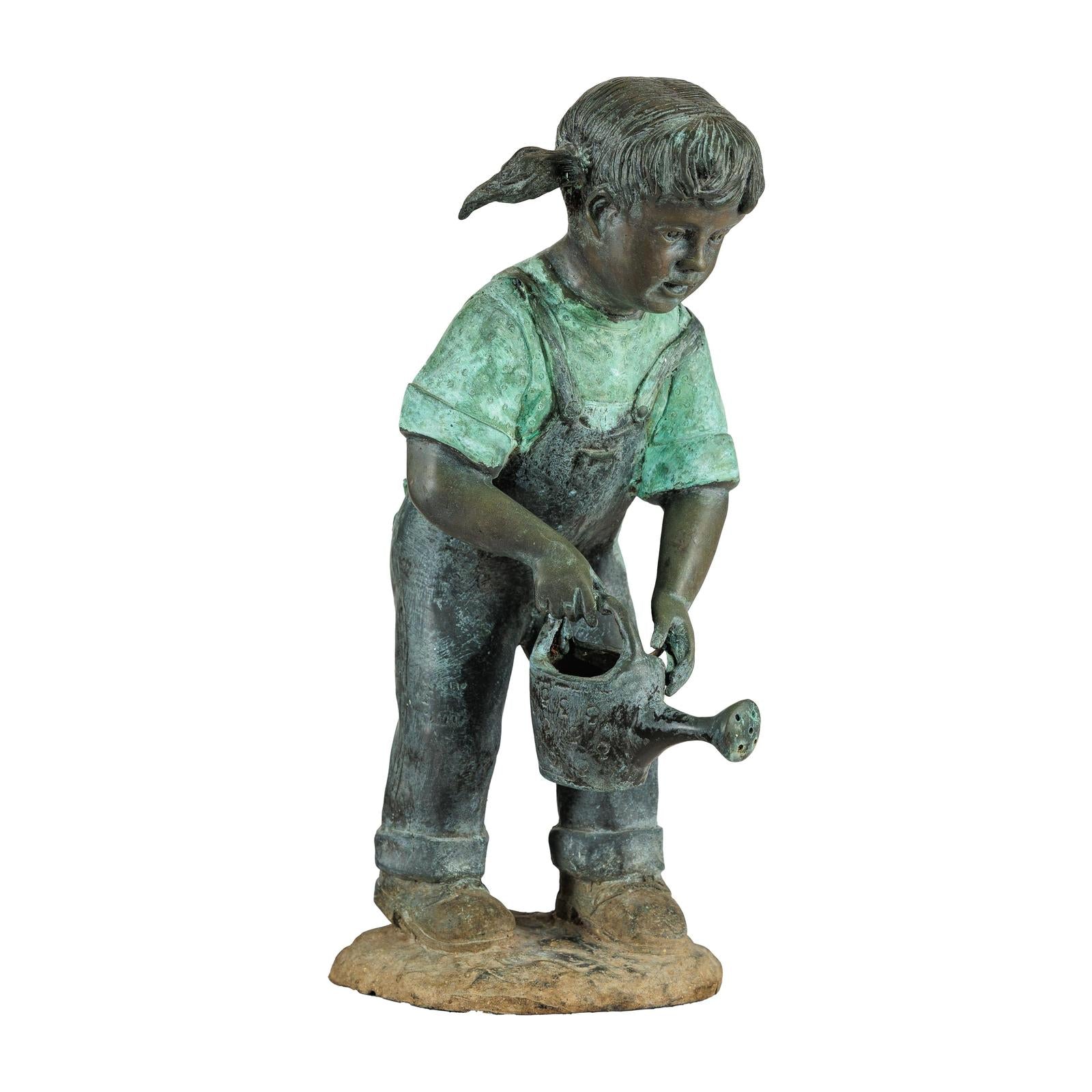 Bronze Sculpture of a Young Girl with Watering Can, Tubed as Fountain-18. Asian &amp; Chinese Furniture, Art, Antiques, Vintage Home Décor for sale at FEA Home