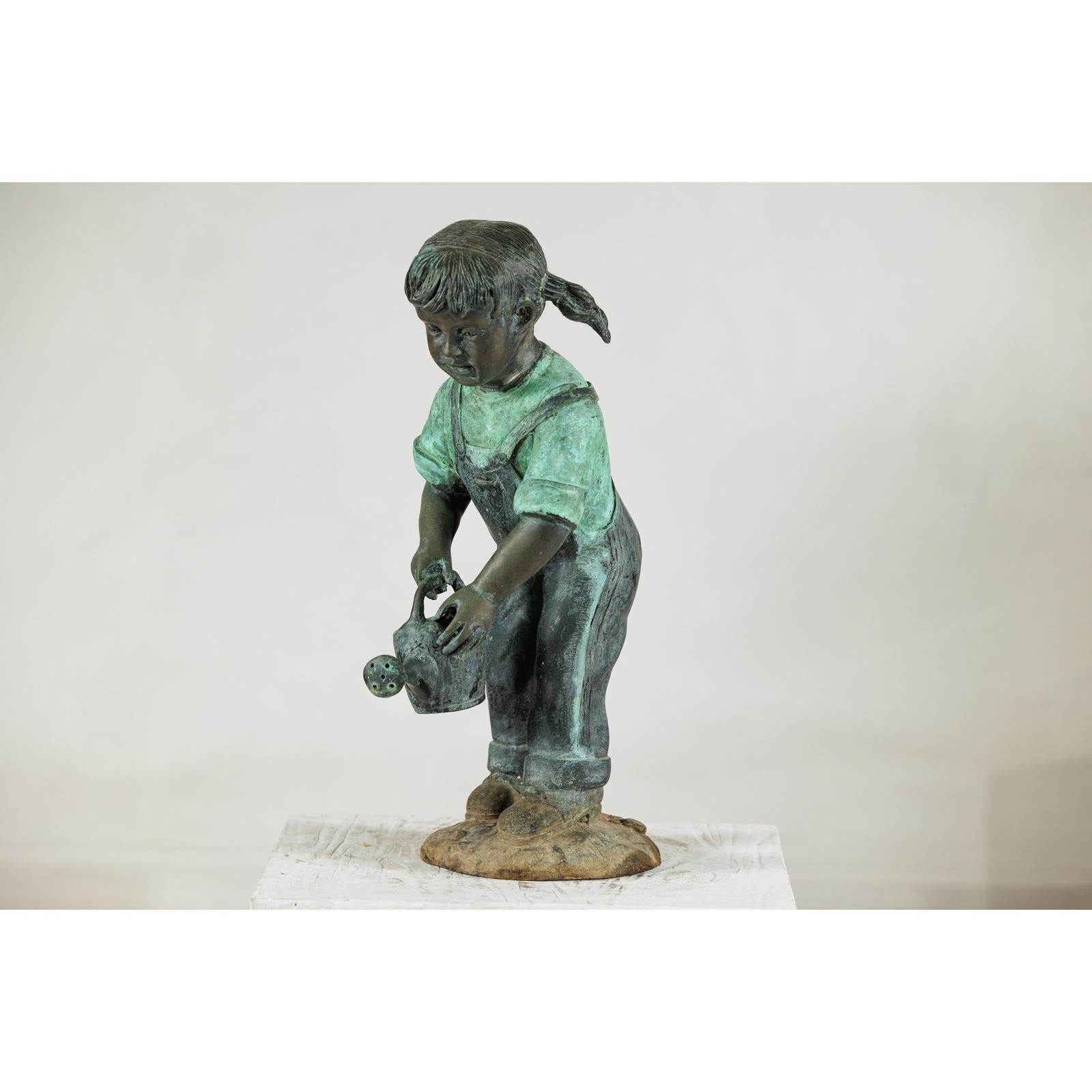 Bronze Sculpture of a Young Girl with Watering Can, Tubed as Fountain-3. Asian &amp; Chinese Furniture, Art, Antiques, Vintage Home Décor for sale at FEA Home