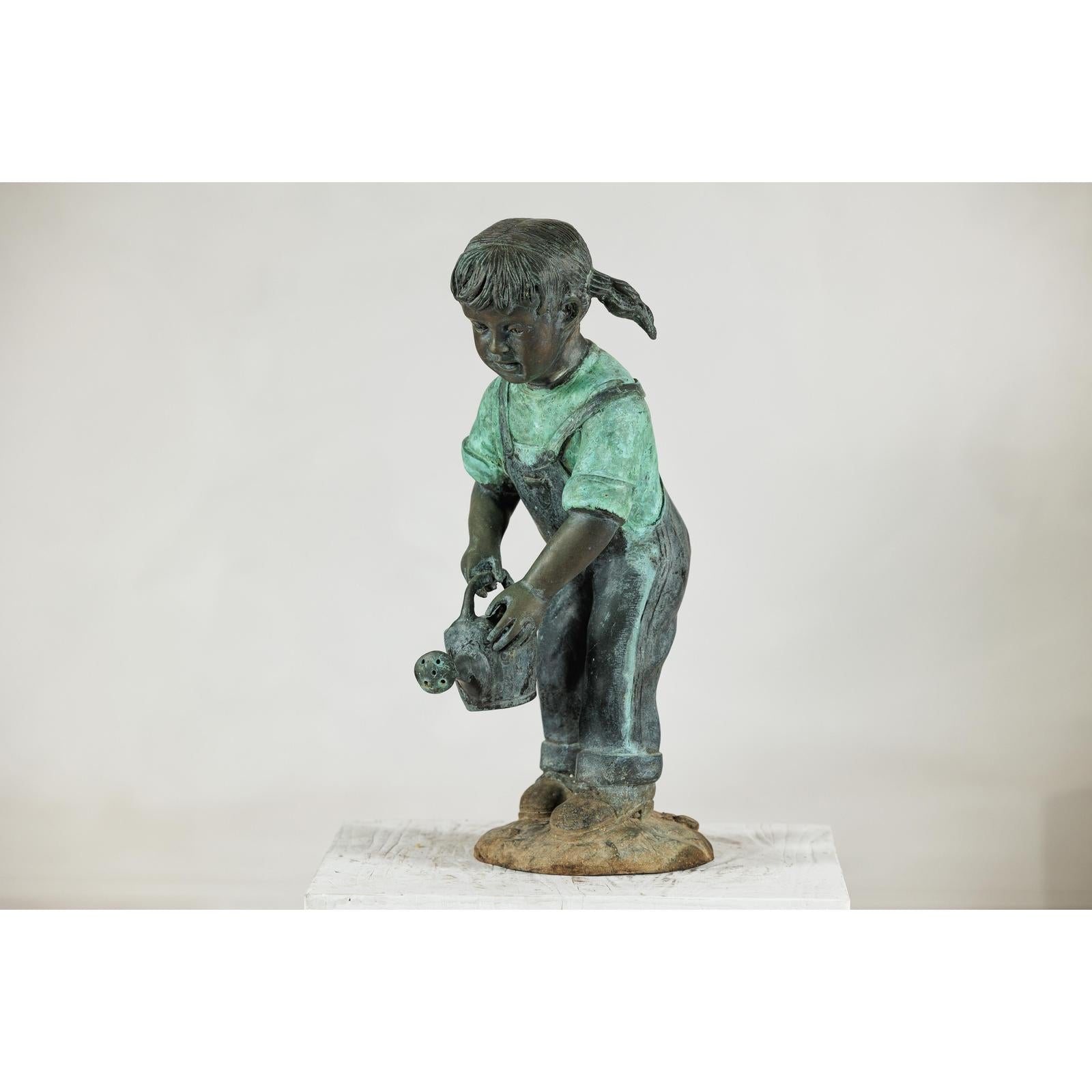 Bronze Sculpture of a Young Girl with Watering Can, Tubed as Fountain-4. Asian &amp; Chinese Furniture, Art, Antiques, Vintage Home Décor for sale at FEA Home