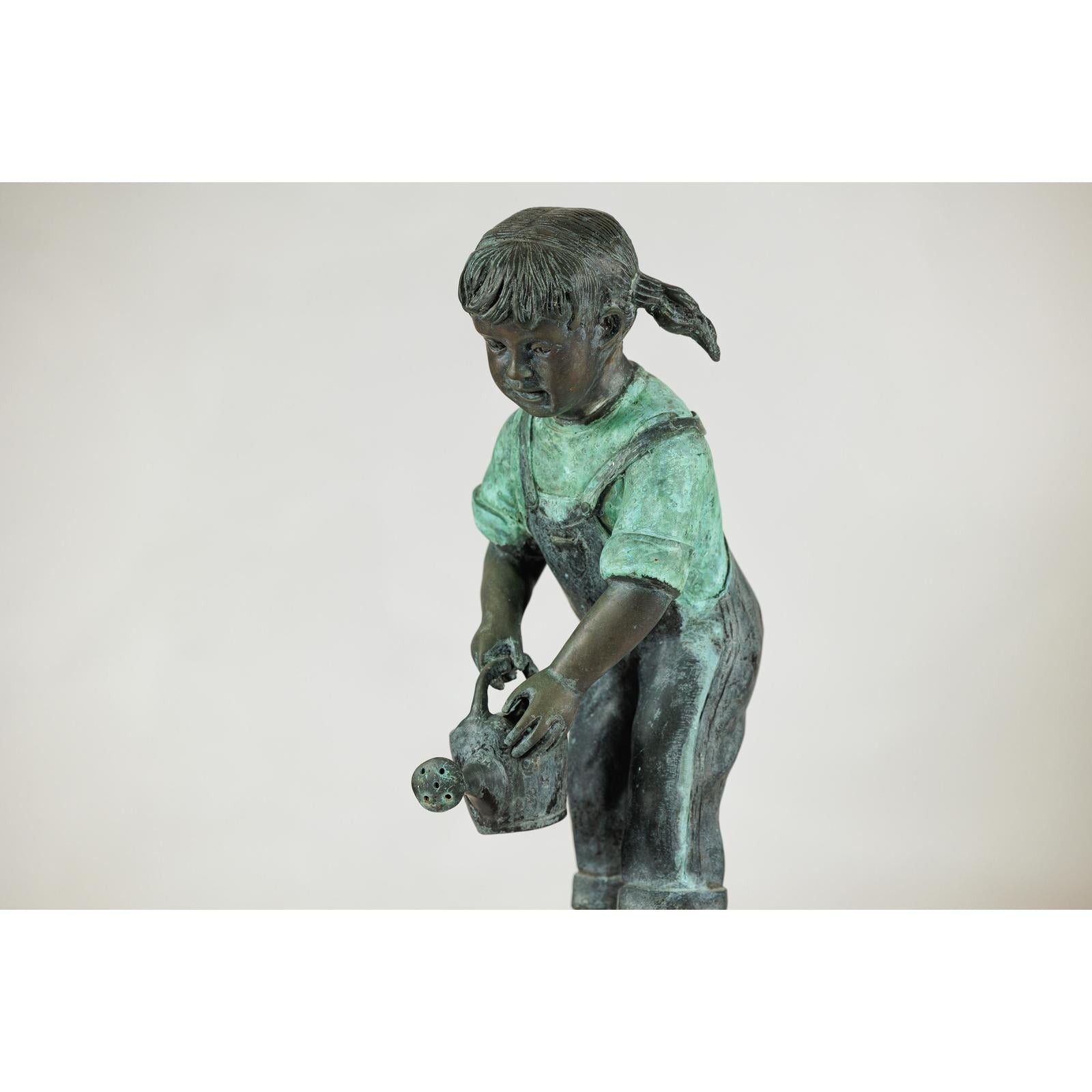 Bronze Sculpture of a Young Girl with Watering Can, Tubed as Fountain-5. Asian &amp; Chinese Furniture, Art, Antiques, Vintage Home Décor for sale at FEA Home