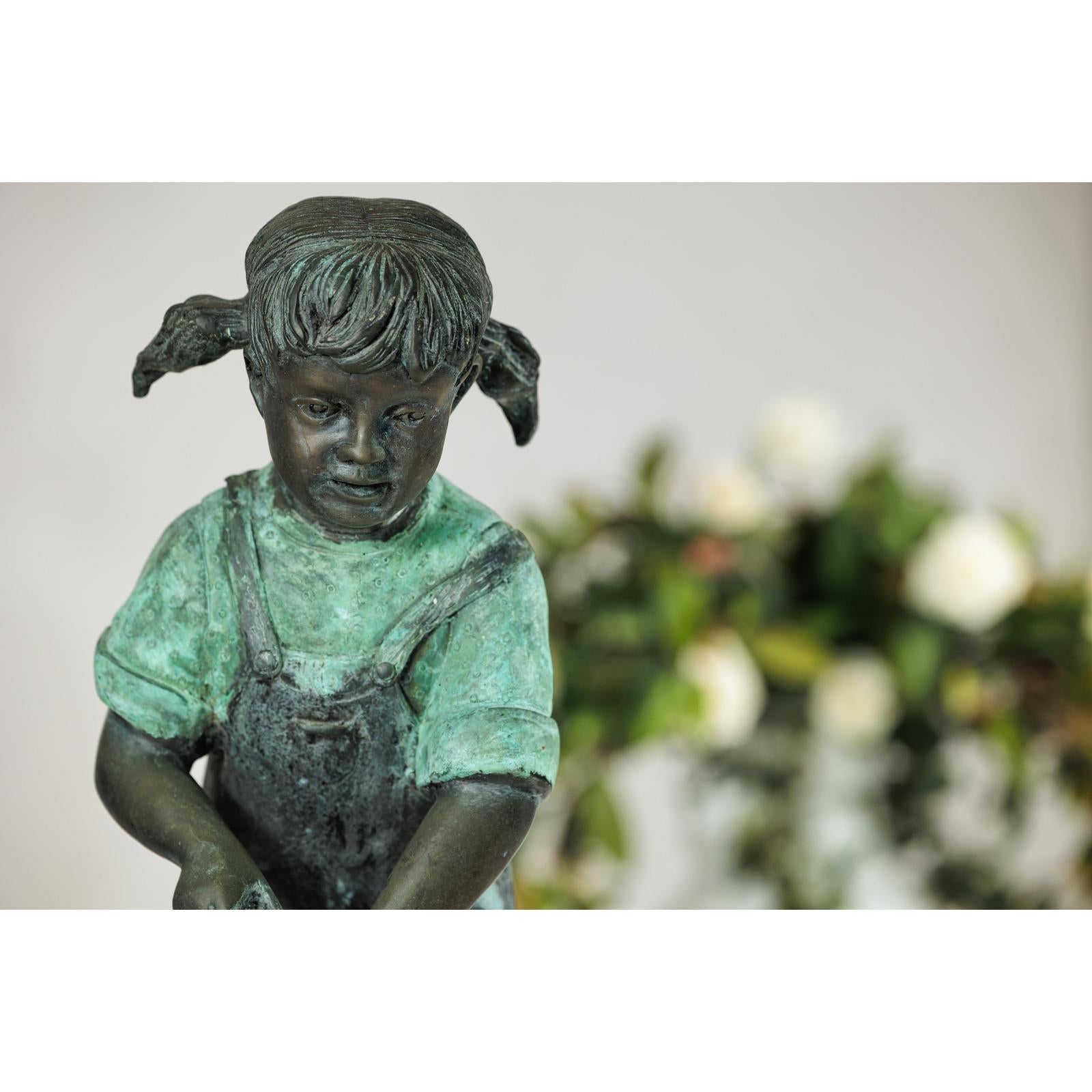 Bronze Sculpture of a Young Girl with Watering Can, Tubed as Fountain-8. Asian &amp; Chinese Furniture, Art, Antiques, Vintage Home Décor for sale at FEA Home