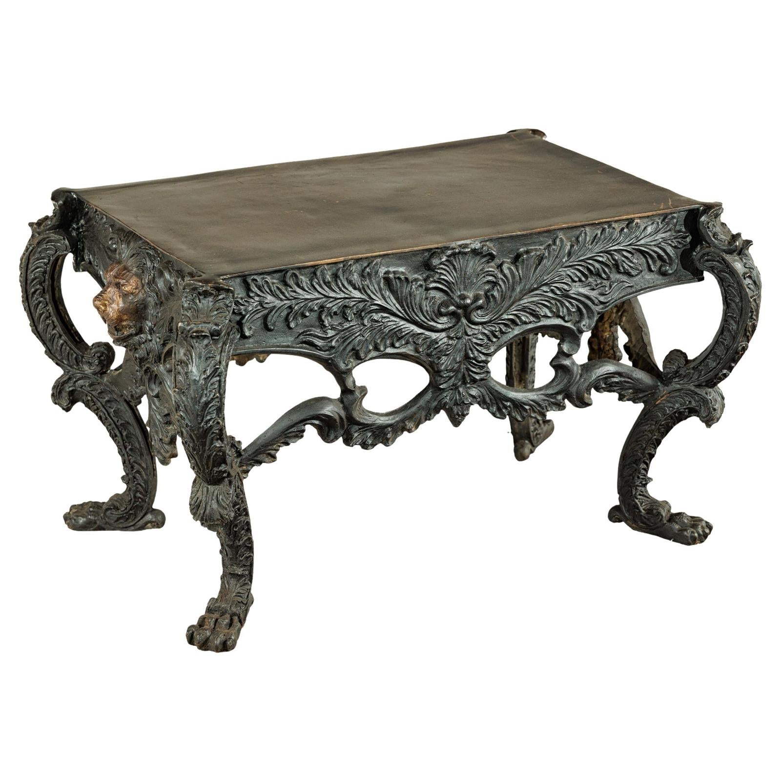Bronze Table with Sculpted Lion Heads &amp; Paw Feet - image 1
