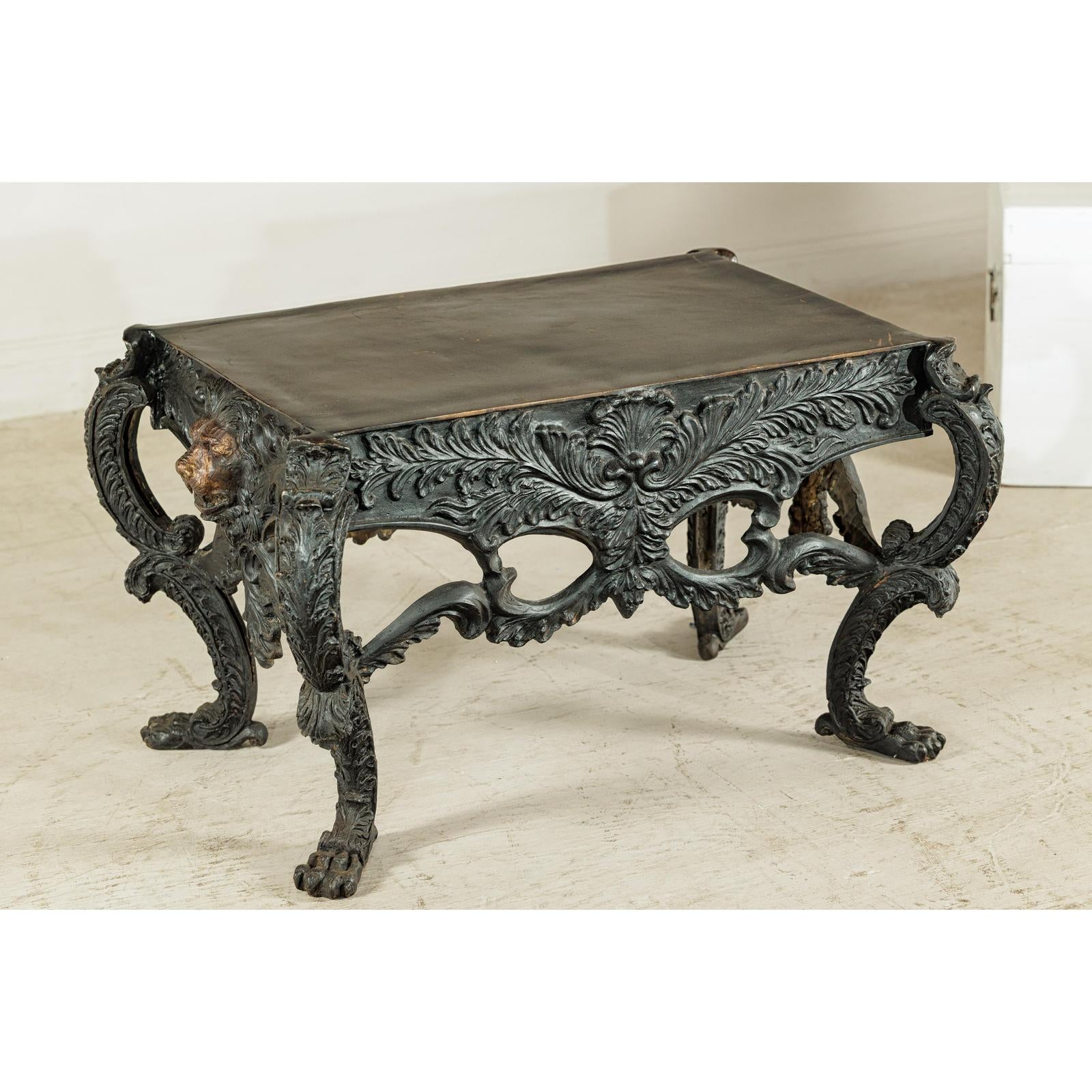Bronze Table with Sculpted Lion Heads &amp; Paw Feet - image 13