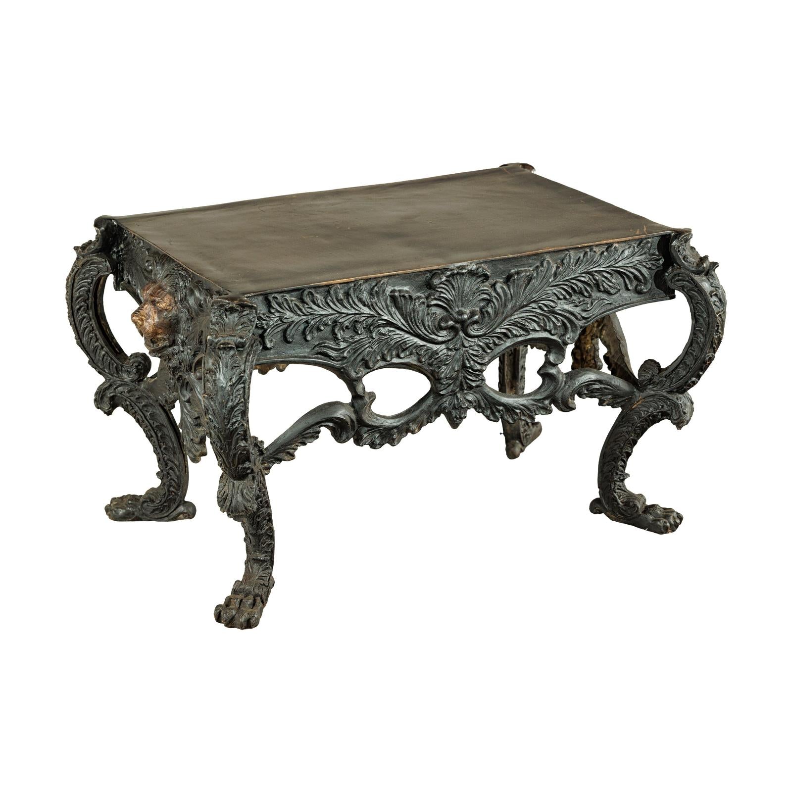 Bronze Table with Sculpted Lion Heads &amp; Paw Feet - image 17
