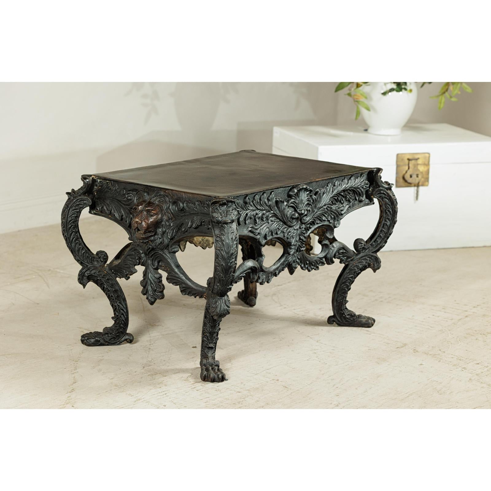 Bronze Table with Sculpted Lion Heads &amp; Paw Feet - image 3