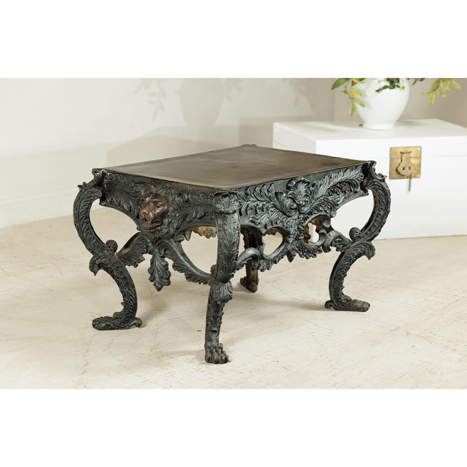 Bronze Table with Sculpted Lion Heads &amp; Paw Feet - image 5