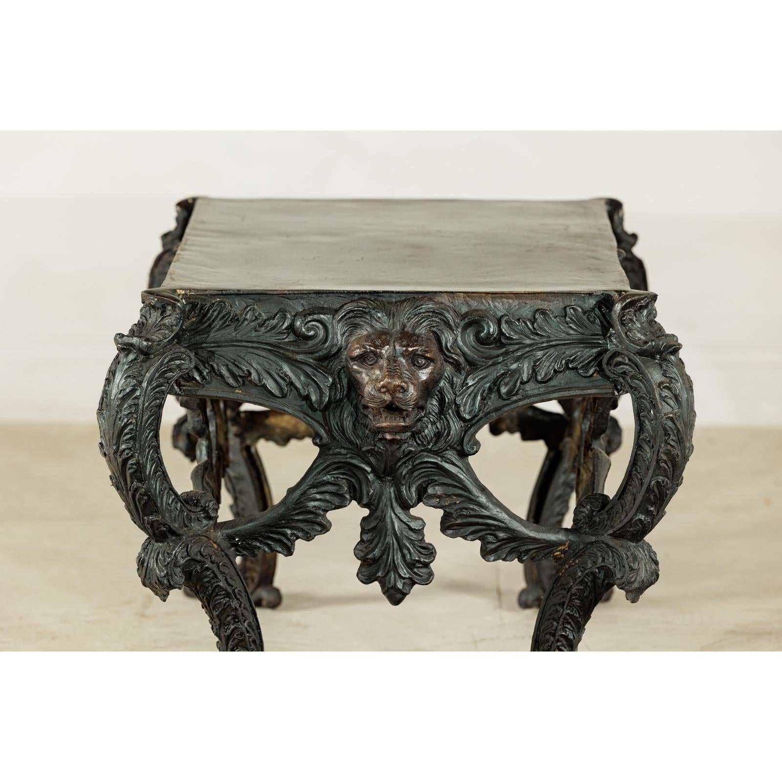 Bronze Table with Sculpted Lion Heads &amp; Paw Feet - image 8