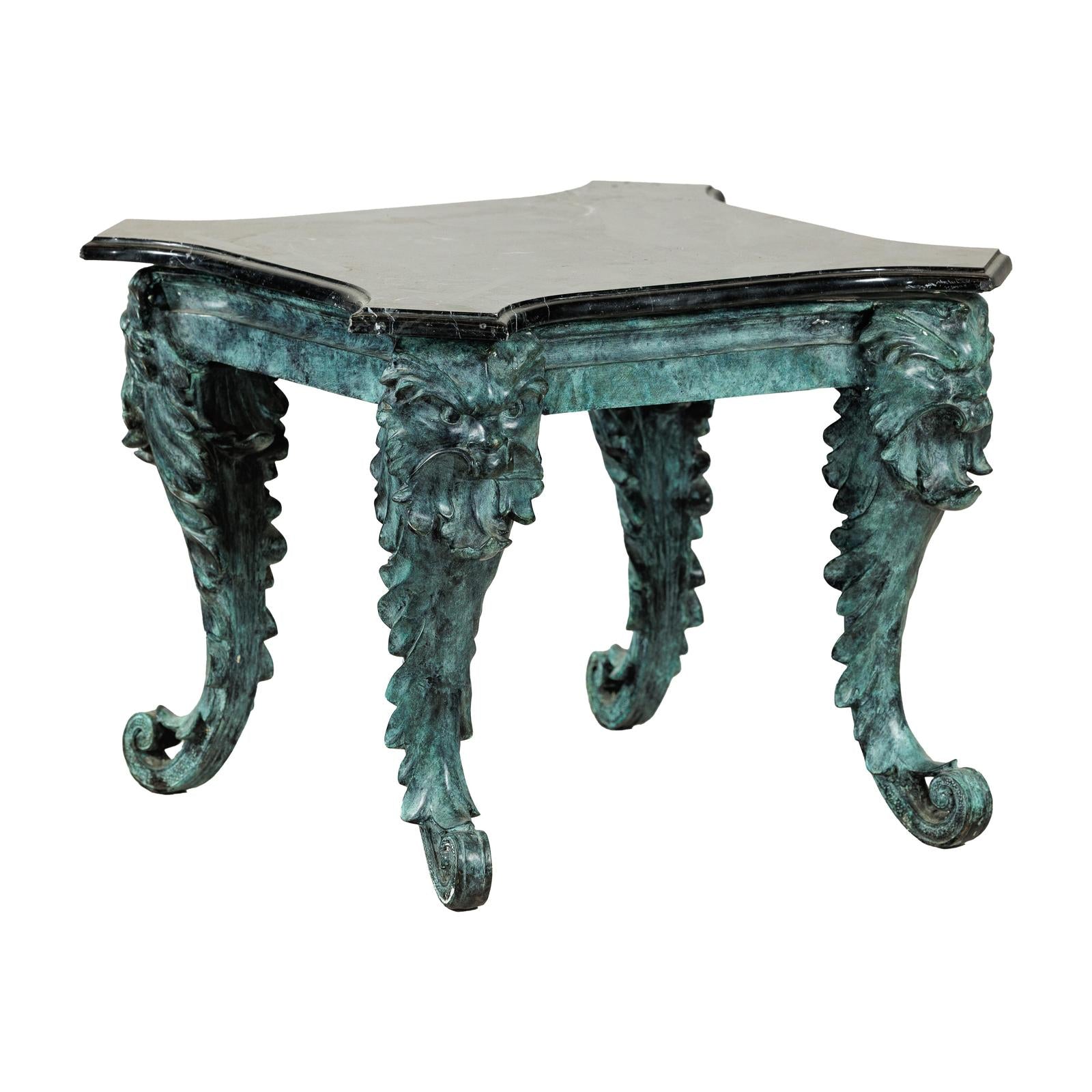 Bronze Verdigris Table with Black Marble Top-1. Asian & Chinese Furniture, Art, Antiques, Vintage Home Décor for sale at FEA Home
