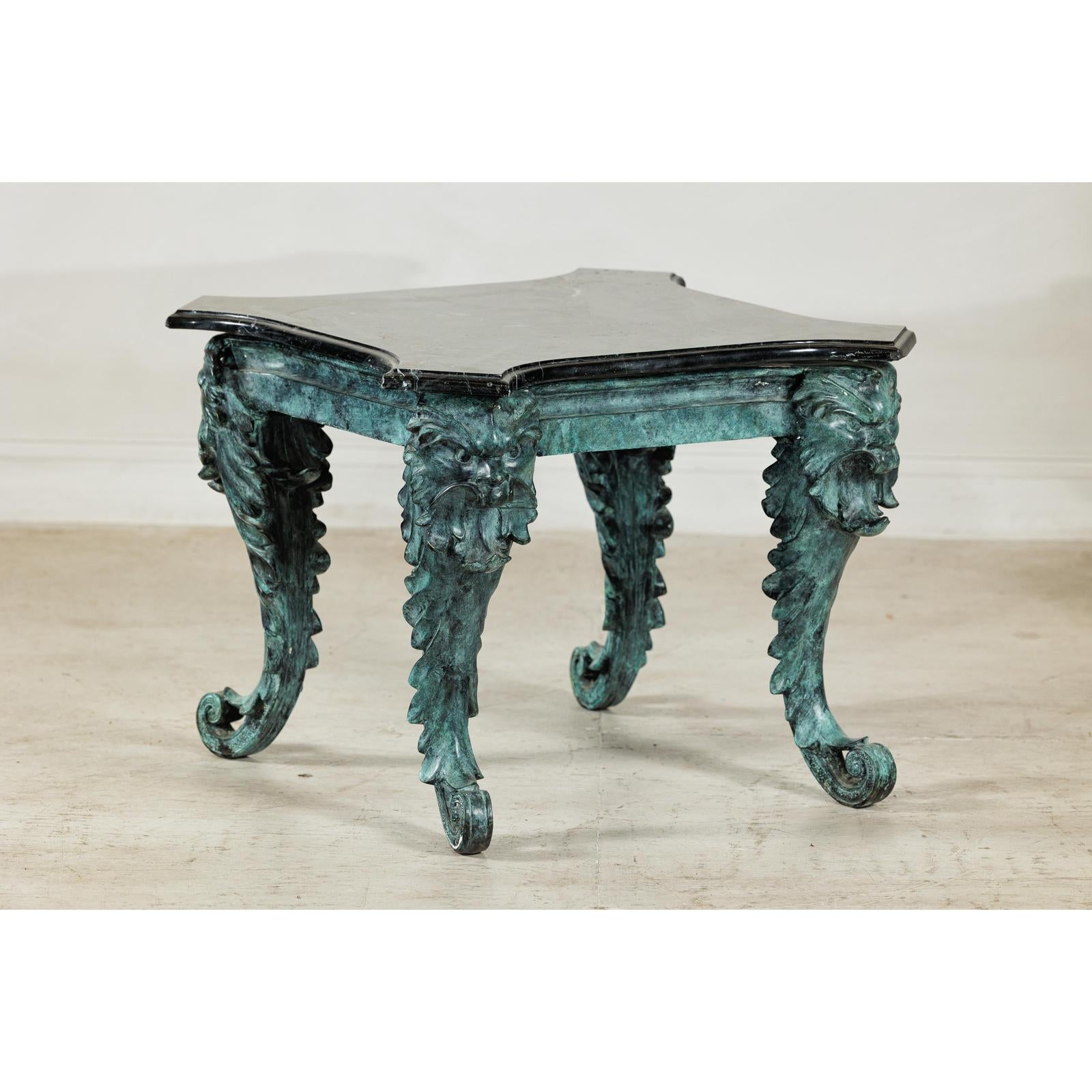 Bronze Verdigris Table with Black Marble Top-12. Asian &amp; Chinese Furniture, Art, Antiques, Vintage Home Décor for sale at FEA Home