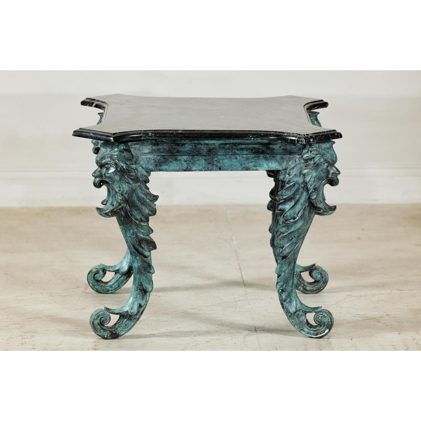 Bronze Verdigris Table with Black Marble Top-14. Asian &amp; Chinese Furniture, Art, Antiques, Vintage Home Décor for sale at FEA Home