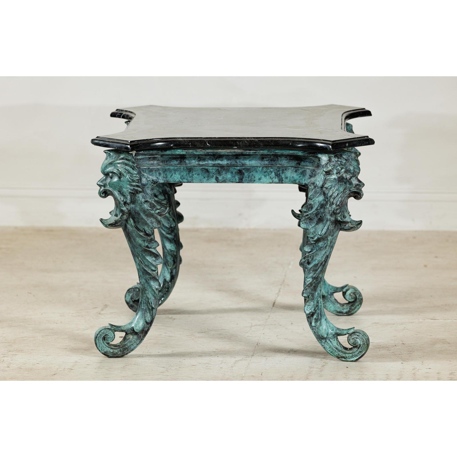 Bronze Verdigris Table with Black Marble Top-15. Asian &amp; Chinese Furniture, Art, Antiques, Vintage Home Décor for sale at FEA Home