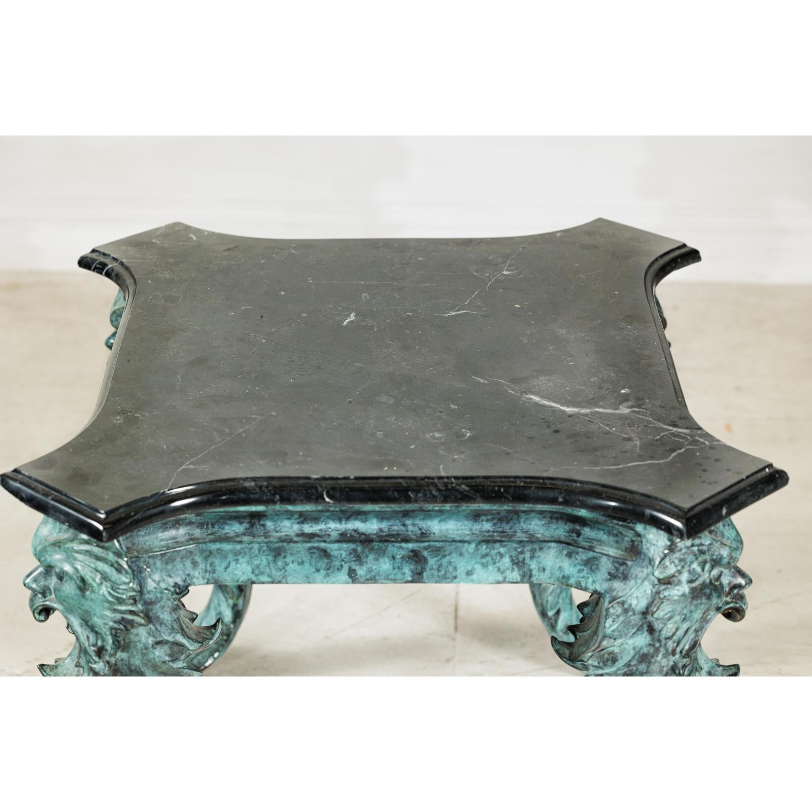 Bronze Verdigris Table with Black Marble Top-16. Asian &amp; Chinese Furniture, Art, Antiques, Vintage Home Décor for sale at FEA Home