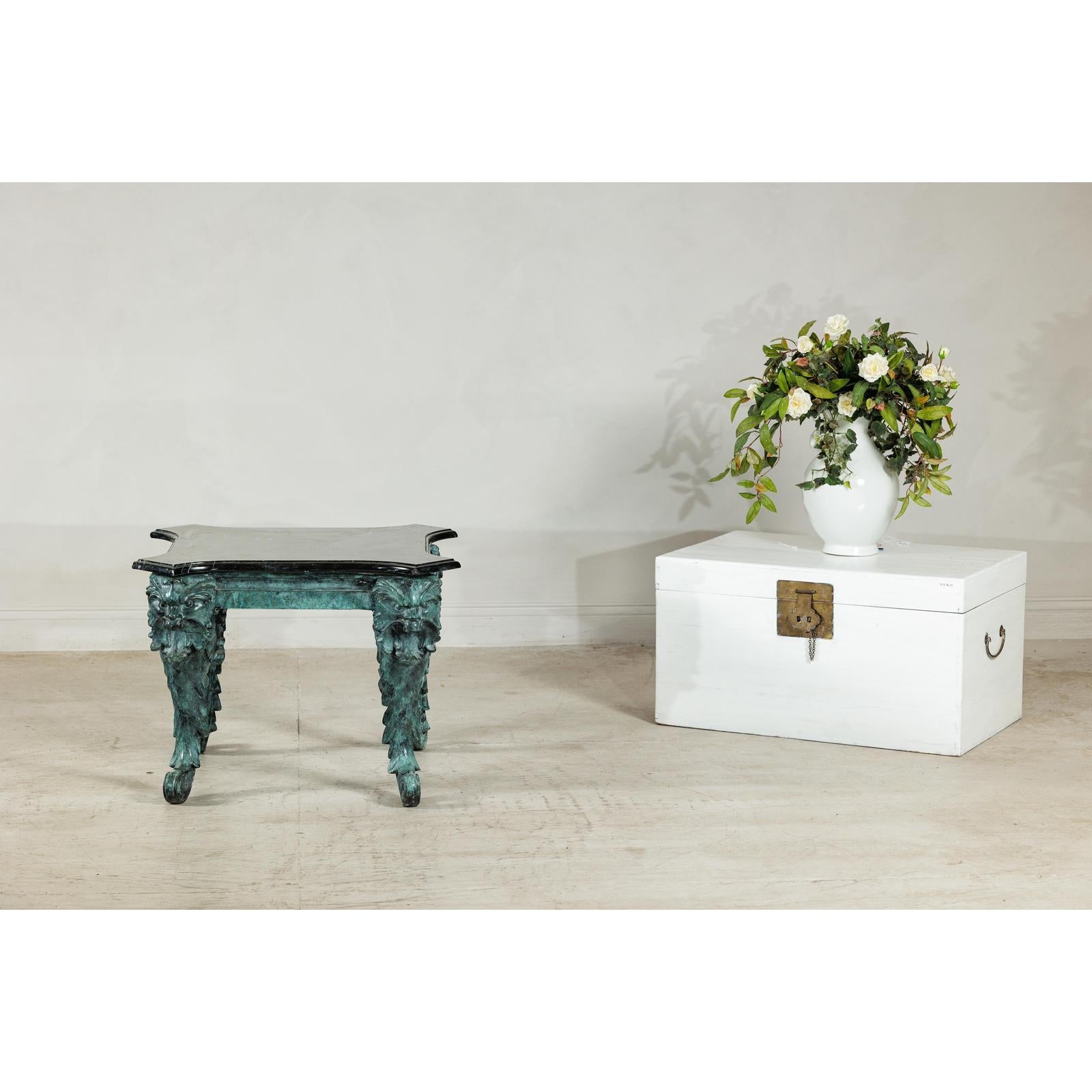 Bronze Verdigris Table with Black Marble Top-2. Asian & Chinese Furniture, Art, Antiques, Vintage Home Décor for sale at FEA Home