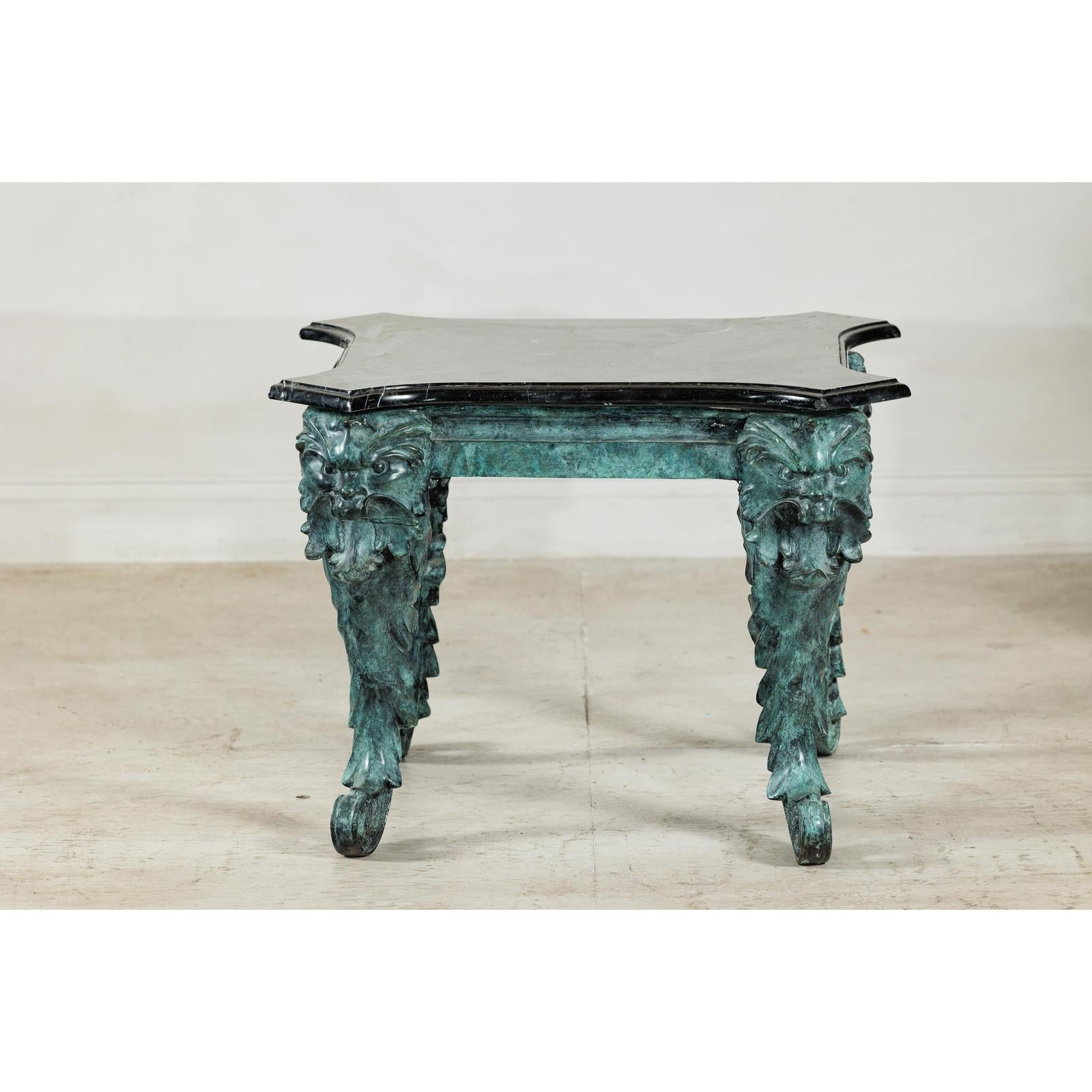 Bronze Verdigris Table with Black Marble Top-3. Asian &amp; Chinese Furniture, Art, Antiques, Vintage Home Décor for sale at FEA Home