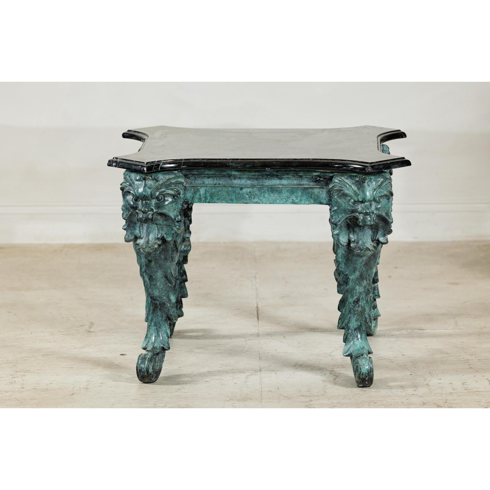 Bronze Verdigris Table with Black Marble Top-4. Asian &amp; Chinese Furniture, Art, Antiques, Vintage Home Décor for sale at FEA Home