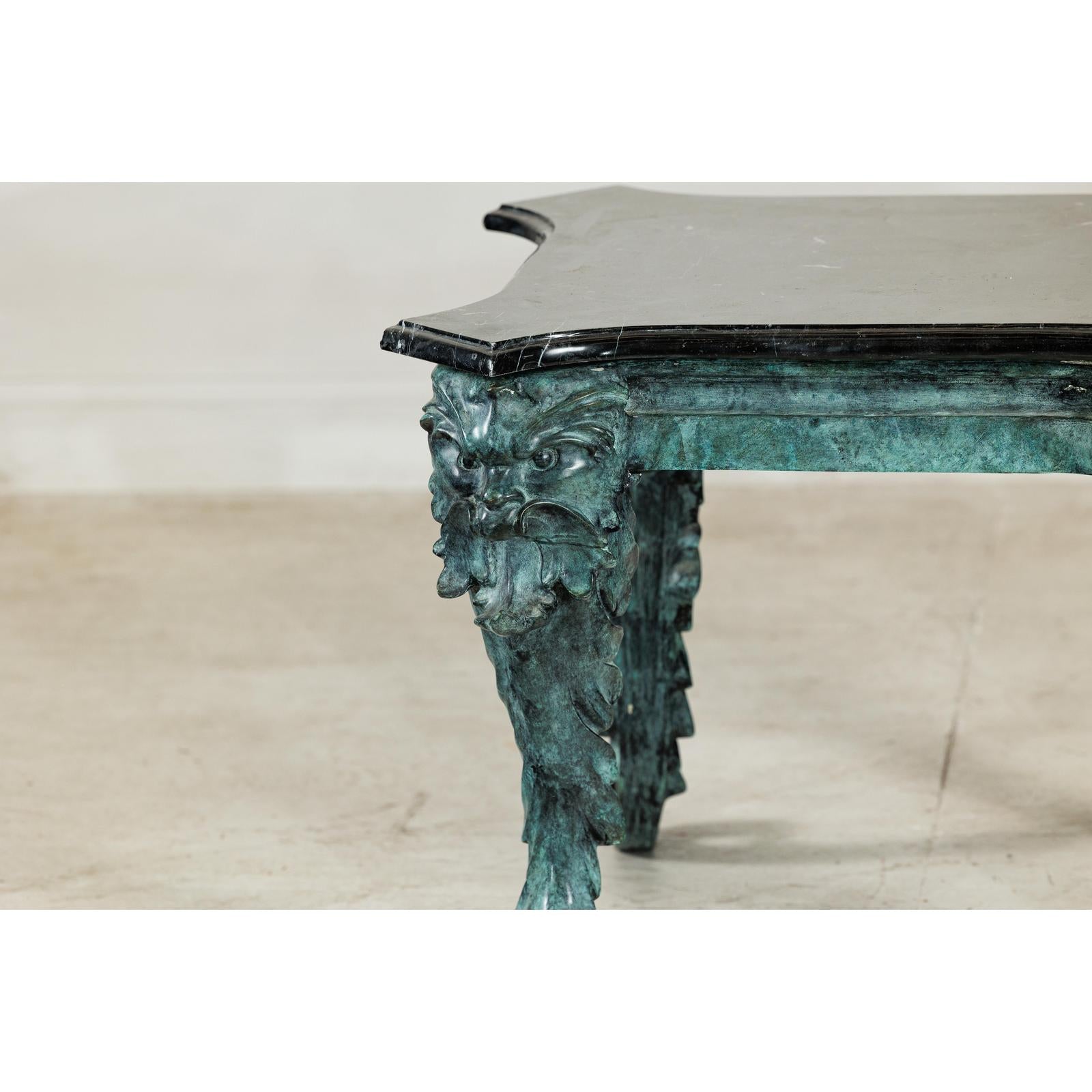 Bronze Verdigris Table with Black Marble Top-5. Asian &amp; Chinese Furniture, Art, Antiques, Vintage Home Décor for sale at FEA Home