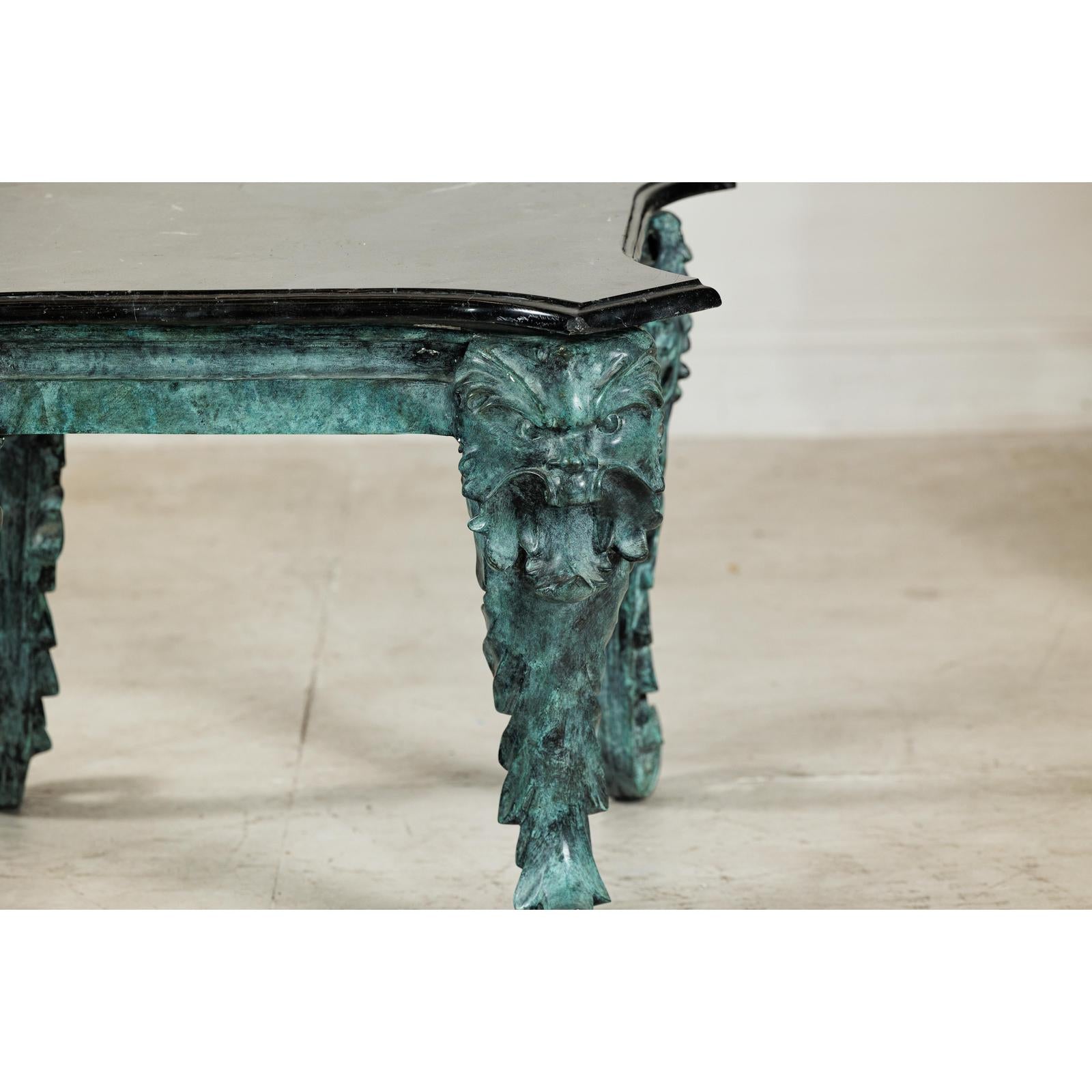 Bronze Verdigris Table with Black Marble Top-6. Asian &amp; Chinese Furniture, Art, Antiques, Vintage Home Décor for sale at FEA Home