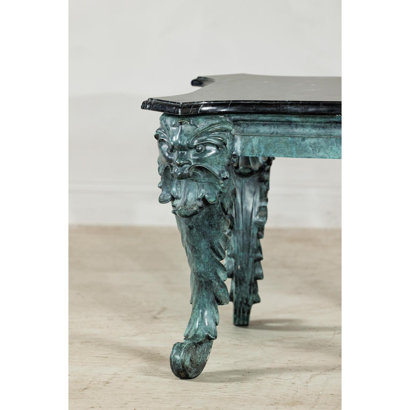 Bronze Verdigris Table with Black Marble Top-7. Asian &amp; Chinese Furniture, Art, Antiques, Vintage Home Décor for sale at FEA Home