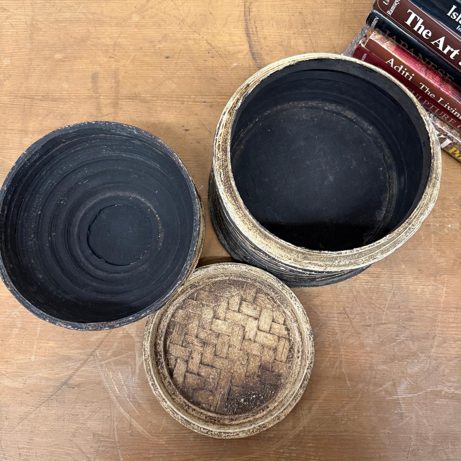 Brown and Black Basket with Lid and Removable Internal Tray, SKU , image 8