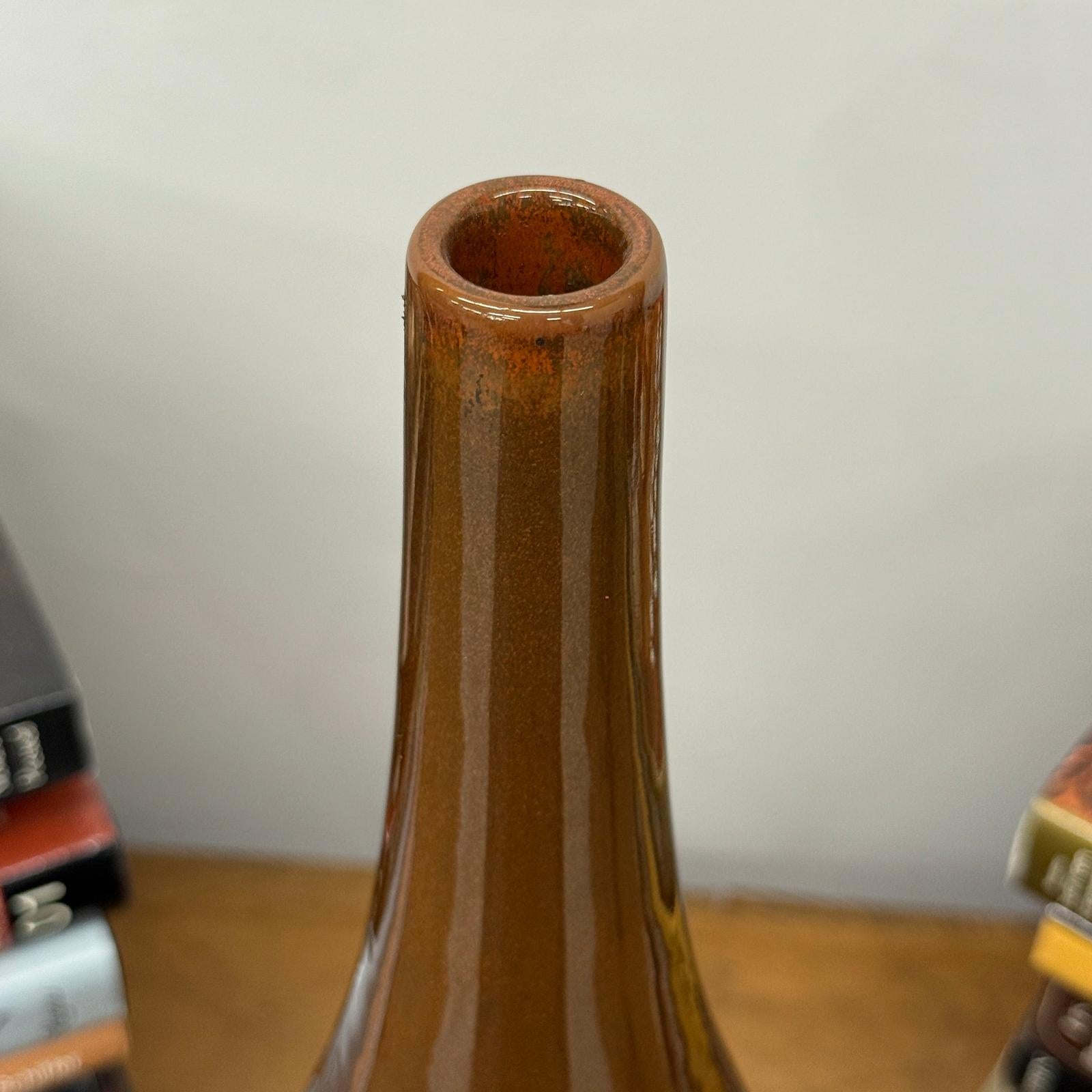 Brown and Blue Ceramic Vase with Narrow Neck, SKU , image 6