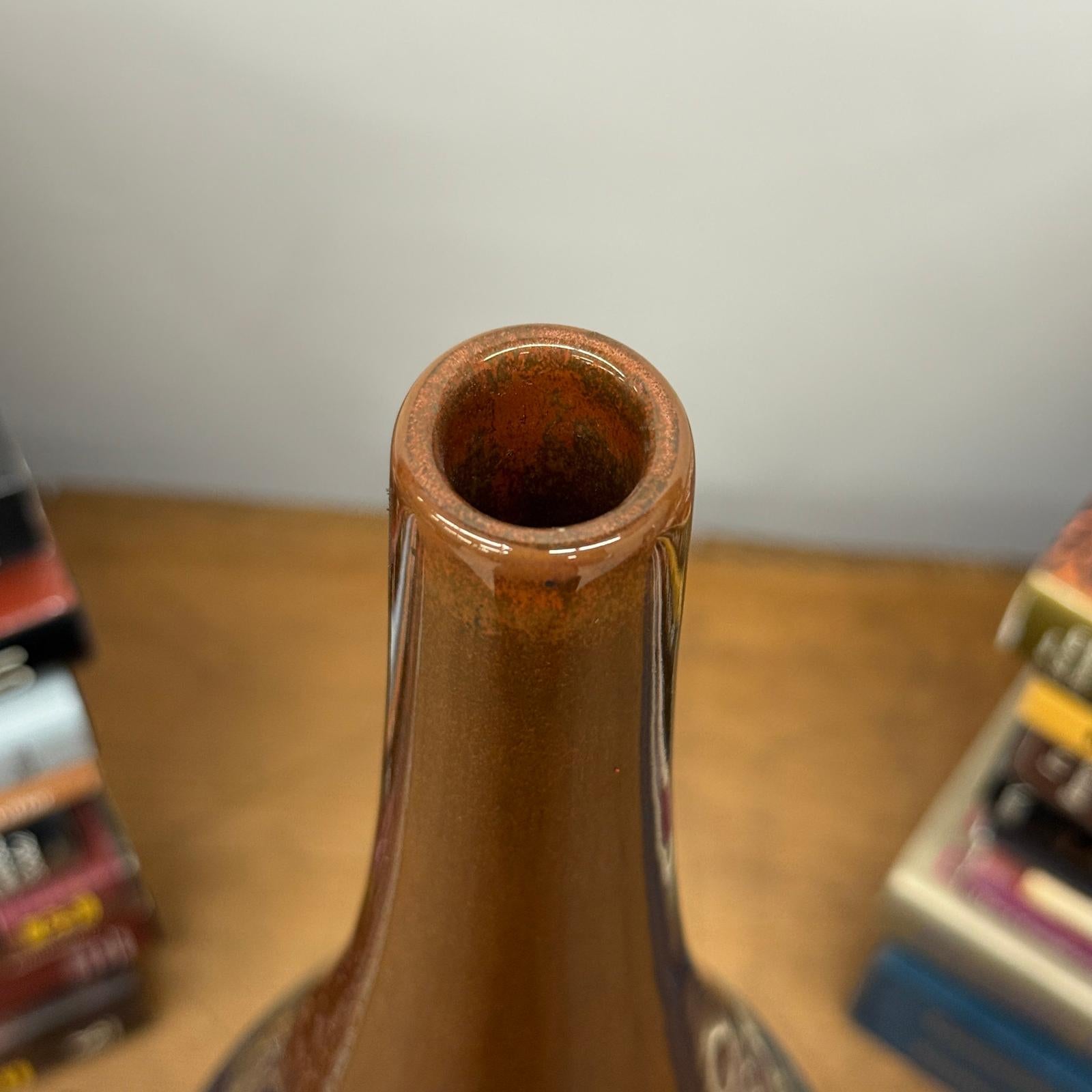 Brown and Blue Ceramic Vase with Narrow Neck, SKU , image 7